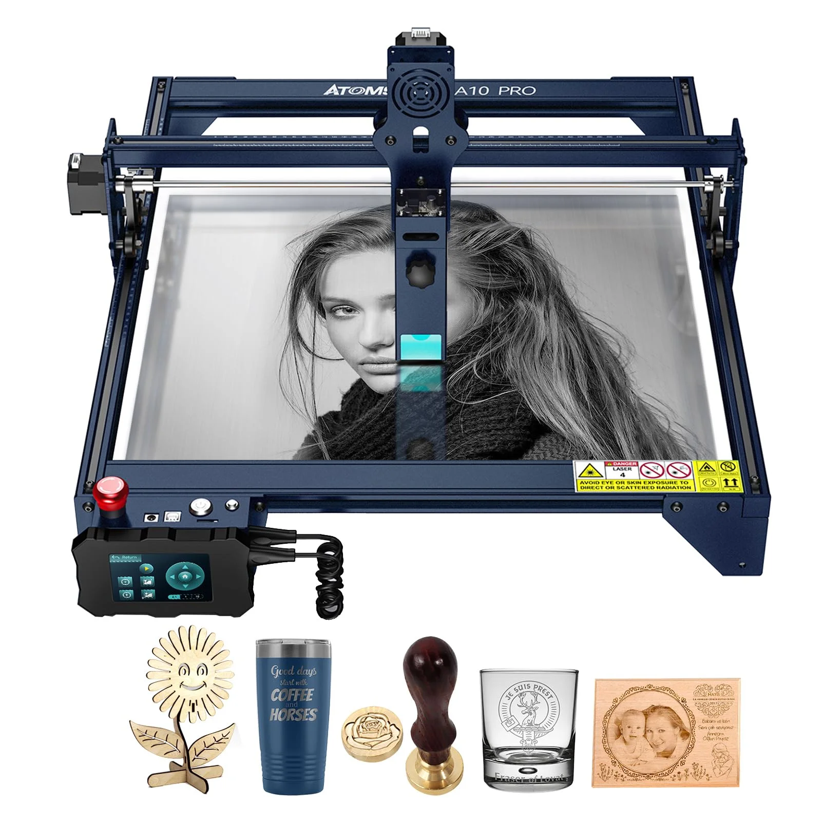 ATOMSTACK A10 PRO Laser Graviermaschine 50W, Laserschneider mit 10W Ausgangsleistung, Offline-Gravur & Touch-Steuerung, Dual Compressed Spot für Holz, Metall, Acryl, Leder, Keramik, 11000mm/min