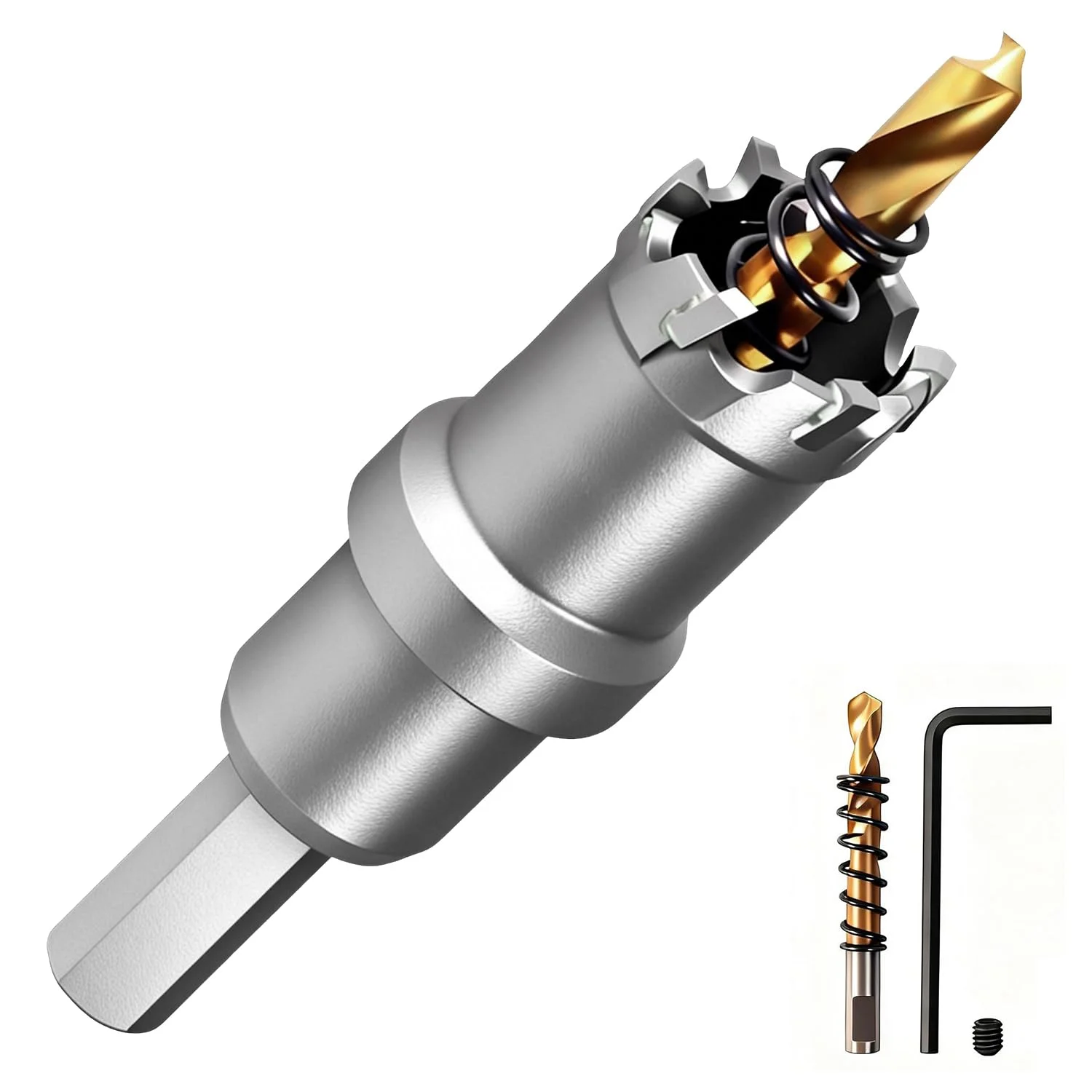 GPtzlei Bohrkrone 36mm aus Wolframkarbid - Lochsäge für Edelstahl, Eisen & Metall - 3-Schneiden Design - Inkl. Führungsbohrer & Aufbewahrungskoffer
