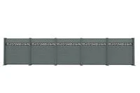 WPC-Sichtschutzzaun Valla - mit Design 5x Element + 6x Pfosten - Grau