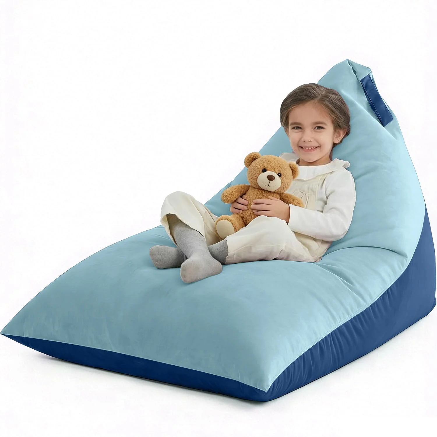 Nobildonna Sitzsack-Stuhlbezug (ohne Füllung) für Erwachsene und Jugendliche, Sitzsack-Liege, Sofa, dicker Samtbezug, gefüllte Aufbewahrung, 400 l, Cyanblau, Größe L