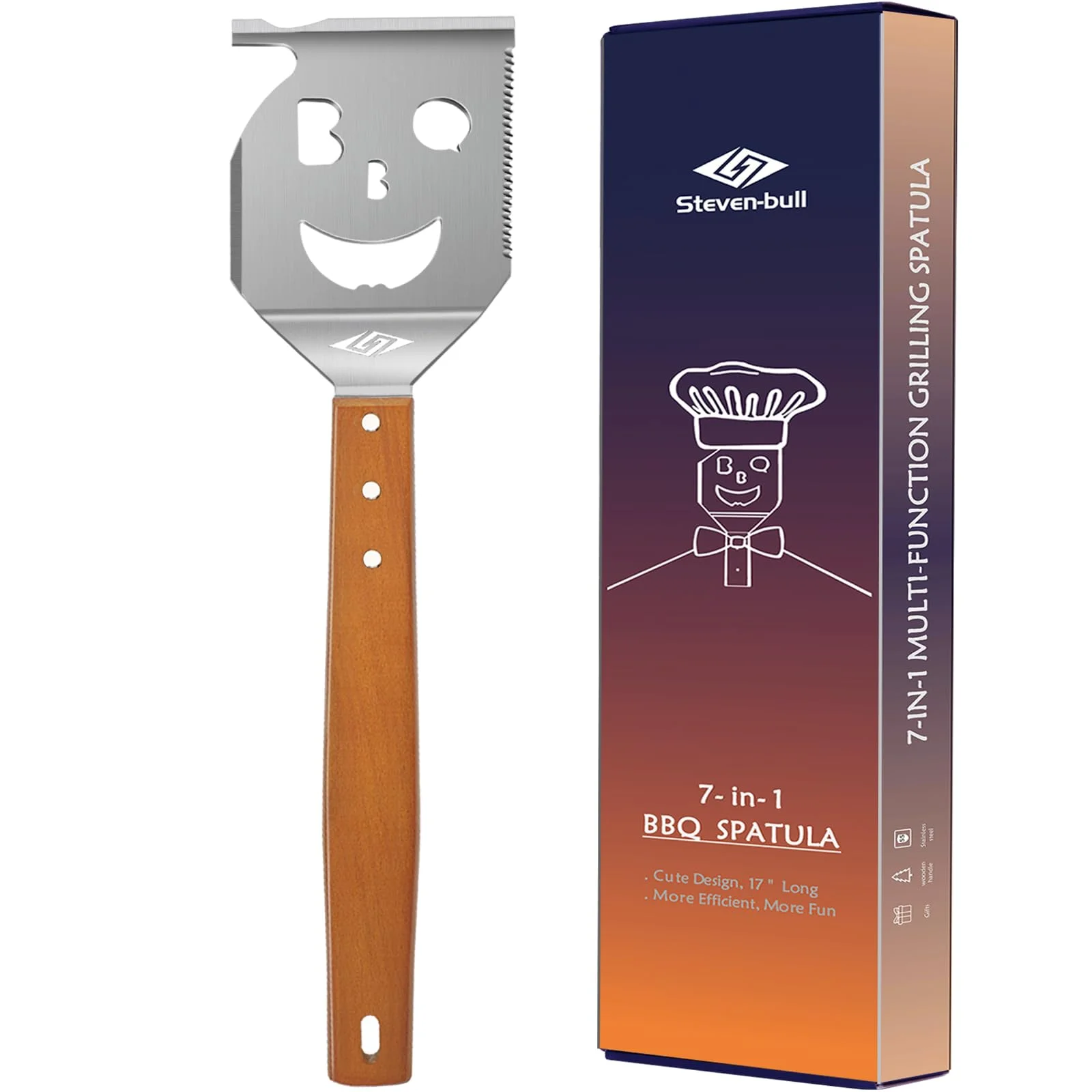 Grillspatel für Grill, 7-in-1-Grillwerkzeug für Grill,Multifunktion Grillwerkzeug, Papa-Geschenke, Geschenke für Männer.