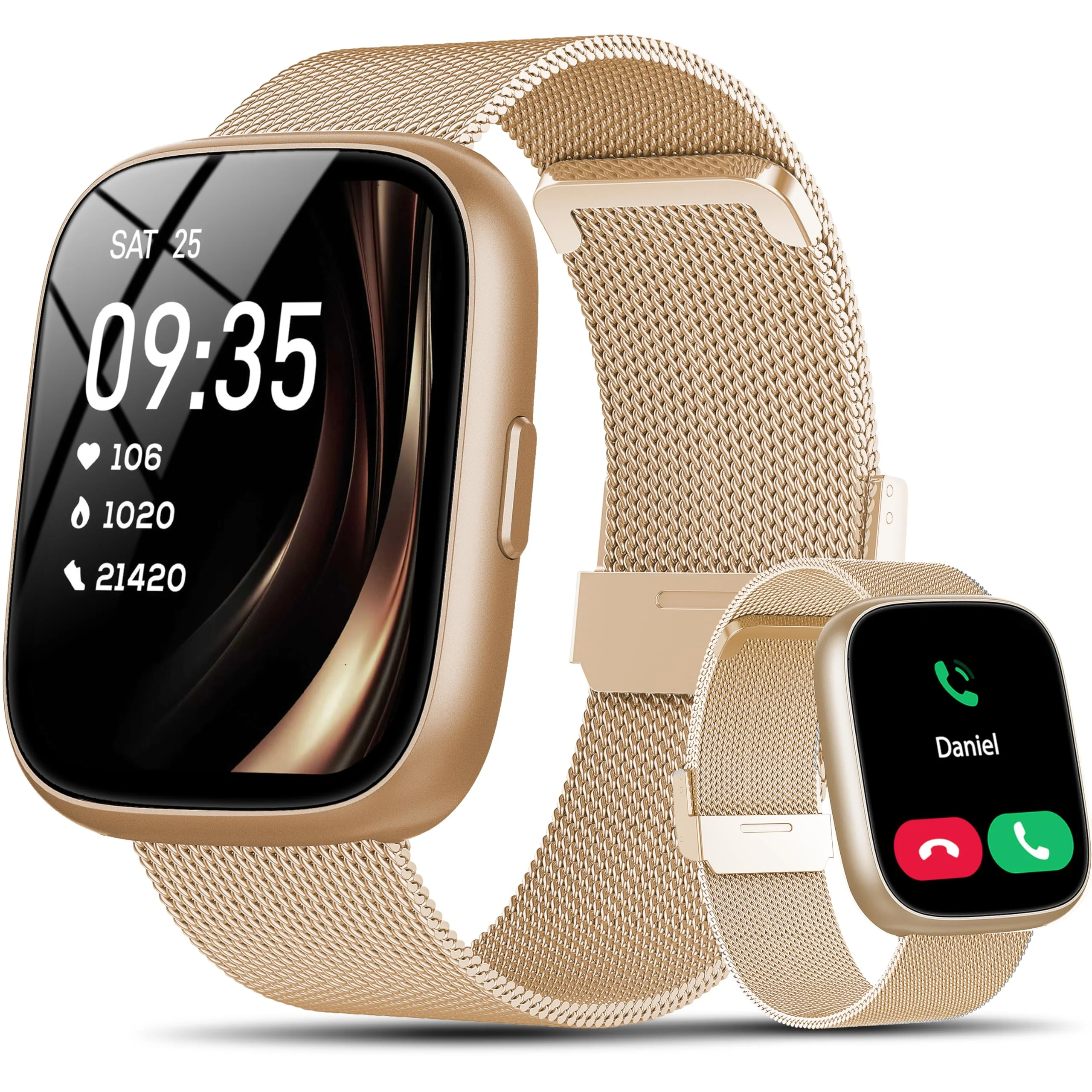 Smartwatch Damen mit Alexa, 1.83" HD Fitness Tracker mit Bluetooth Anrufen/Schrittzähler/Herzfrequenz/Schlafmonitor, 120+Sportmodi Fitnessuhr, IP68 Wasserdicht Sportuhr Smart Watch für Android iOS