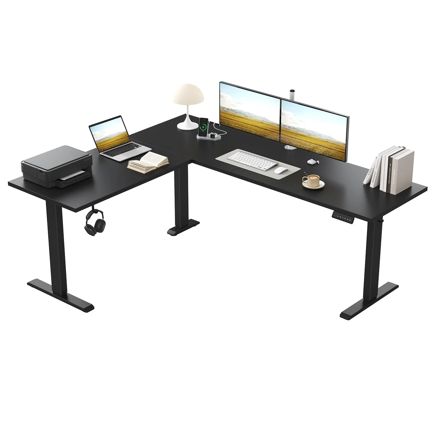 Klicelor L-förmiger Elektrischer Schreibtisch Höhenverstellbar, 160 x 140 cm L Form Stehschreibtisch mit 3 Memory-Funktionen und Antikollisionstechnologie, ergonomischer Computertisch, Schwarz