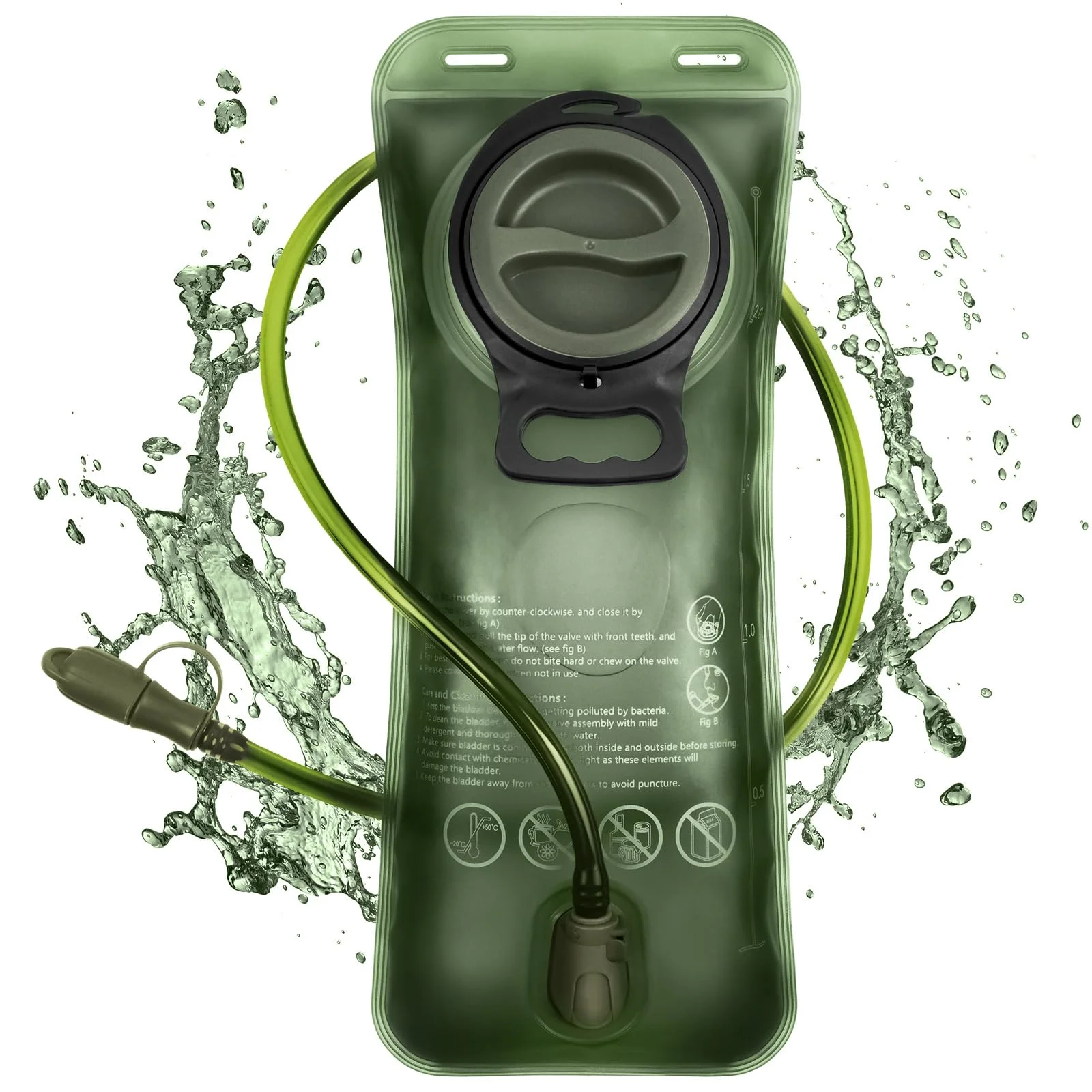 flintronic Trinkblase 1,5L/2L Wasserblase für Trinkrucksack, BPA-freies Wasserblase für Rucksack, mit auslaufsicherer Wasserreservoir, Trinkbeutel Wassertank mit Schlauch ALS Trinksystem