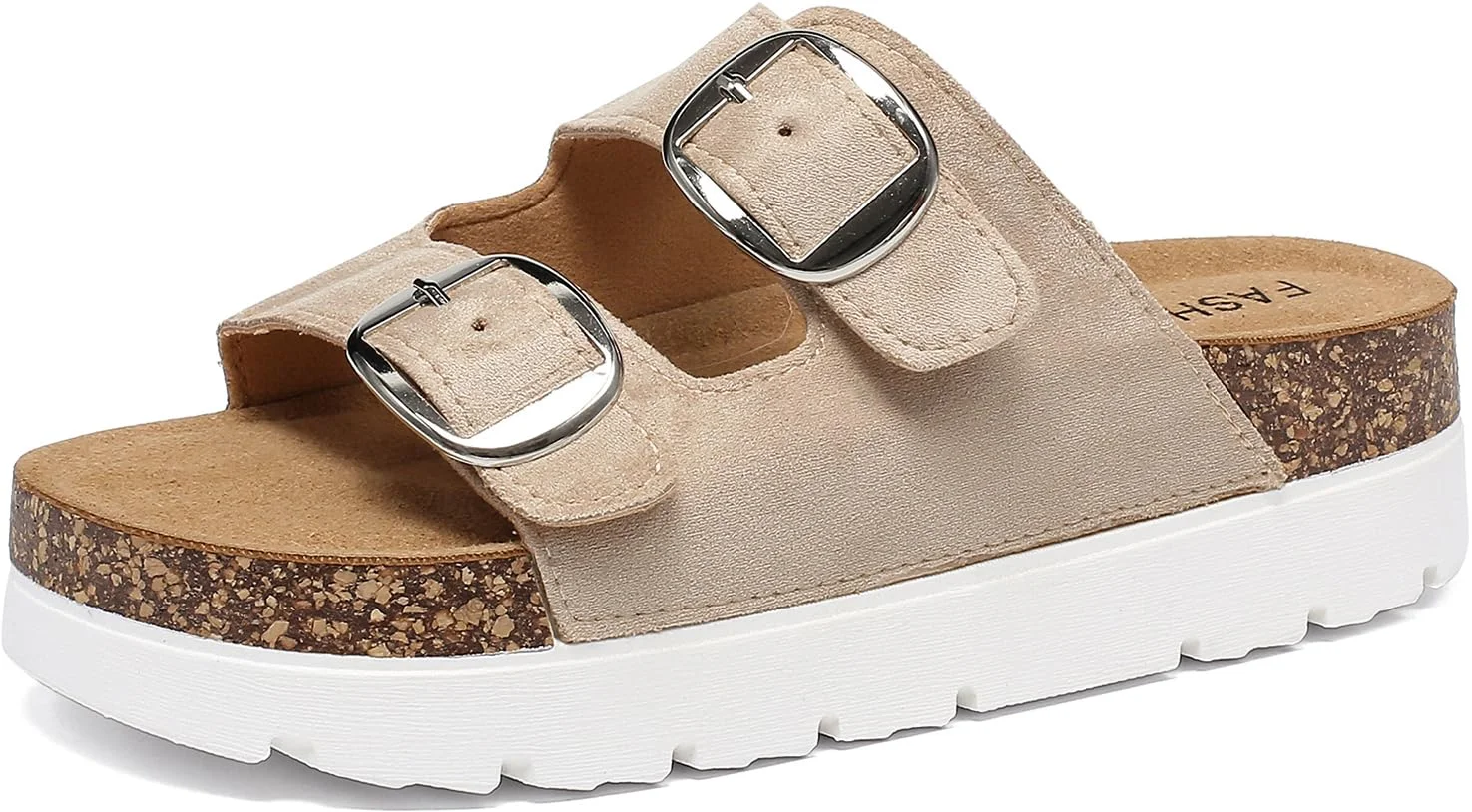 Sowdus Pantoletten Sandalen Damen mit Kork-Fußbett Verstellbarer Riemen Plateau Schlappen, Rutschfester Dicken Sohle Lässige Latschen Sommer Bequeme Hausschuhe Clogs für Alltag Freizeit