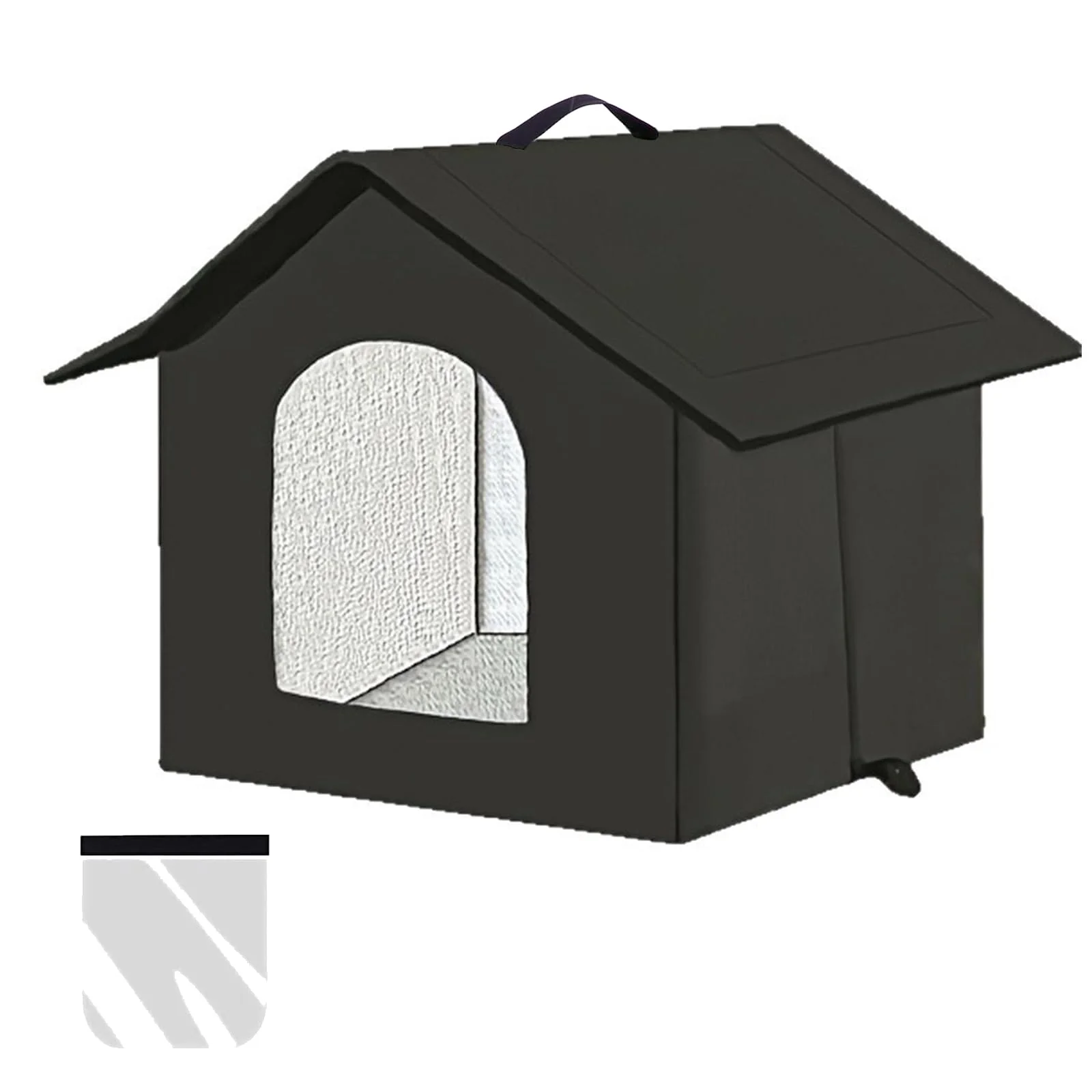 Katzenhaus Outdoor, Katzenhöhle für Draußen, Katzenhaus Für Draußen Winterfest Wasserdicht, Kombiniert isolierte Aluminiumfolie Mit abnehmbarem Transparentem Vorhang (L, Schwarz-1)