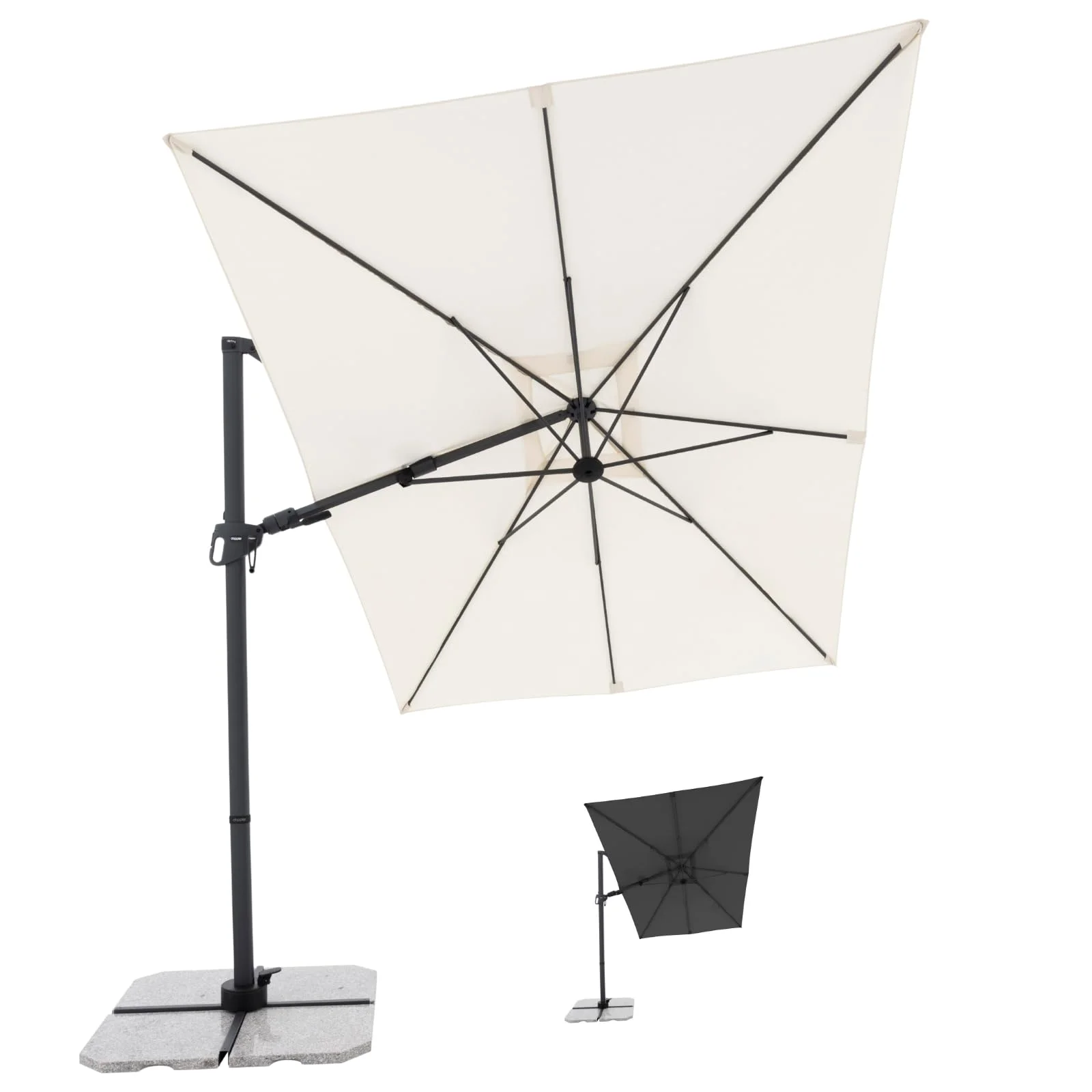 Doppler Style Sonnenschirm für den Garten | Ampelschirm 300 x 220 cm in Natur | um 360° drehbar | Sonnenschirm groß mit Standkreuz | neig- und schwenkbarer Pendelschirm für Garten & Terrasse