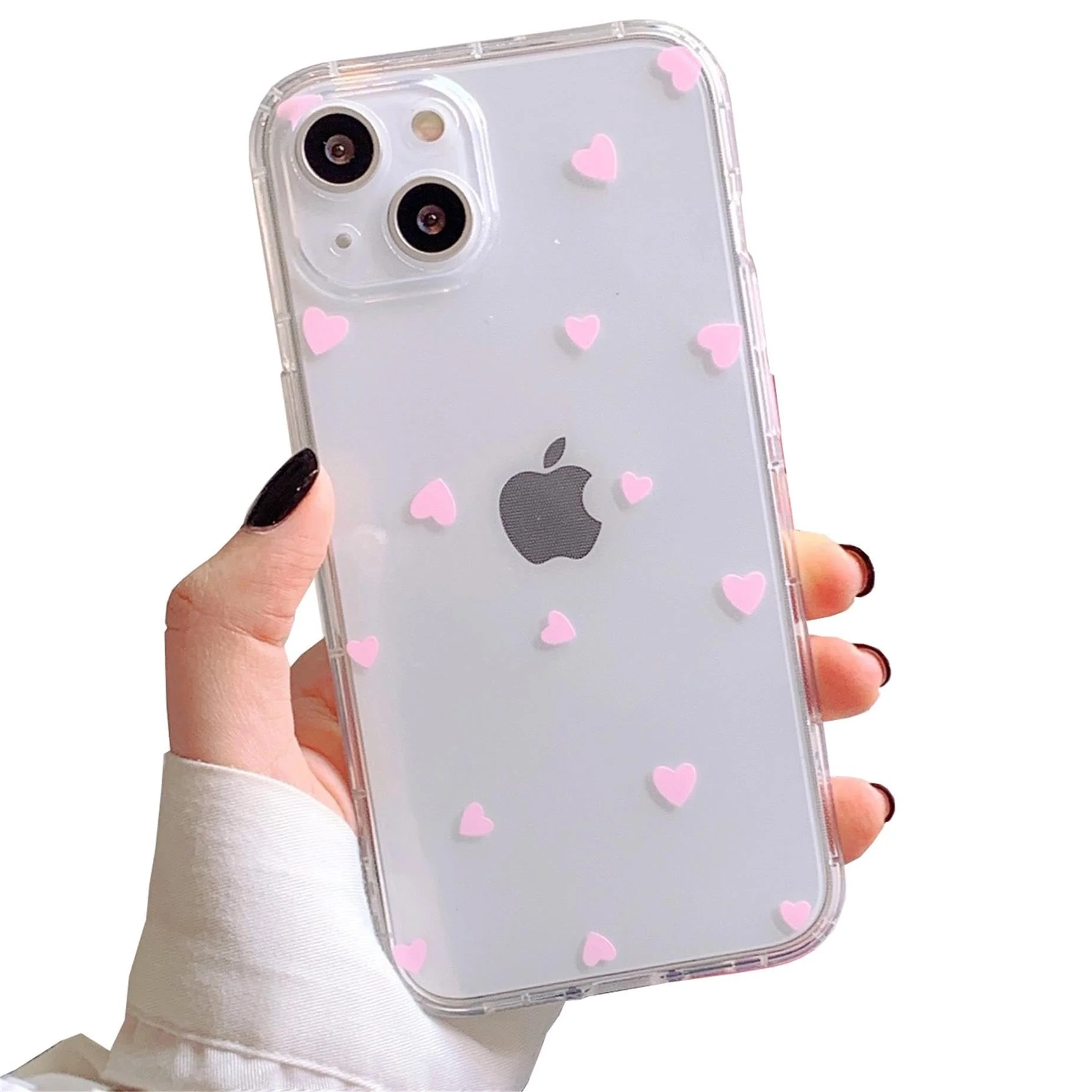 Einaily Hülle für iPhone 13 Case Crystal Clear Handyhülle Mode Chic Muster Ultra Dünn TPU Silikon Herz Bumper Stoßfest Kratzfest Schutzhülle für iPhone 13 Slim Case Cover