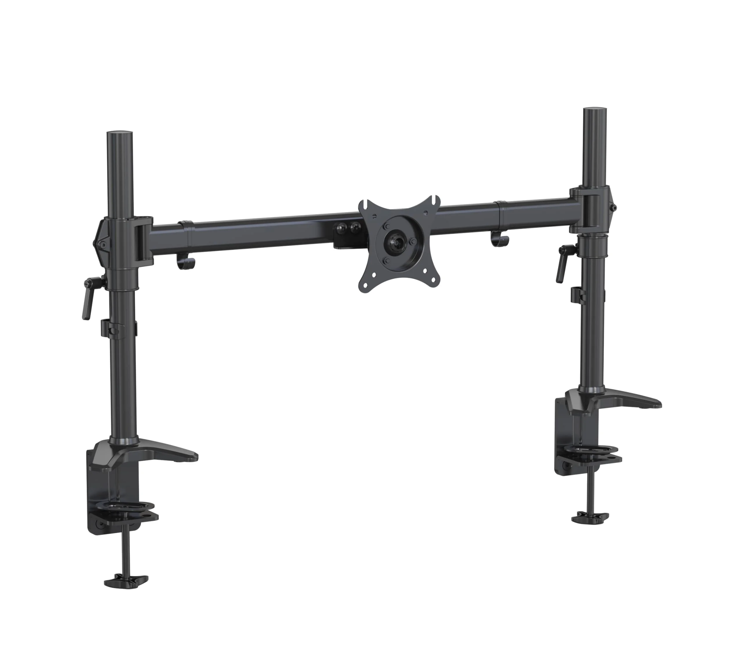 HFTEK - Monitor Tischhalterung für 15-34 Zoll Flach & Curved Bildschirm,Tragfähigkeit 12kg pro arm Höhenverstellbar Neigbar Schwenkbar VESA 75 100 - MS121C-N Individuell umrüstbar