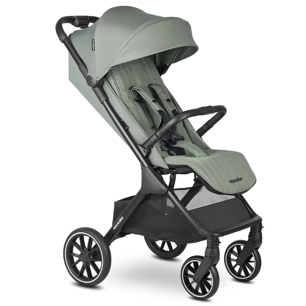 Easywalker Jackey² XL Reisebuggy & Kinderwagen 0-22 kg, Automatisch in 1 Sekunde Zusammenklappbar, XL Räder, Großer Einkaufskorb, Babyschalen Kompatibel – Agave Grün