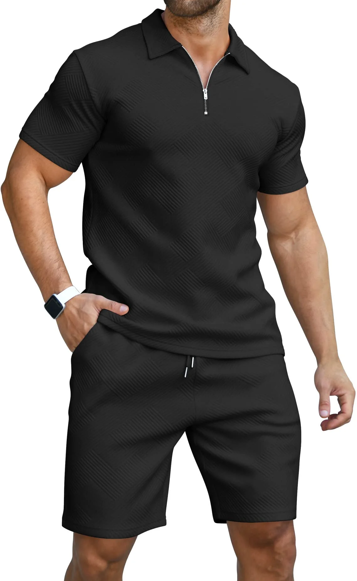 KUYIGO Herren Poloshirt & Shorts 2-Teiliges Set Sommer Trainingsanzug Kleidung Mode Casual Sweatsuits M-3XL