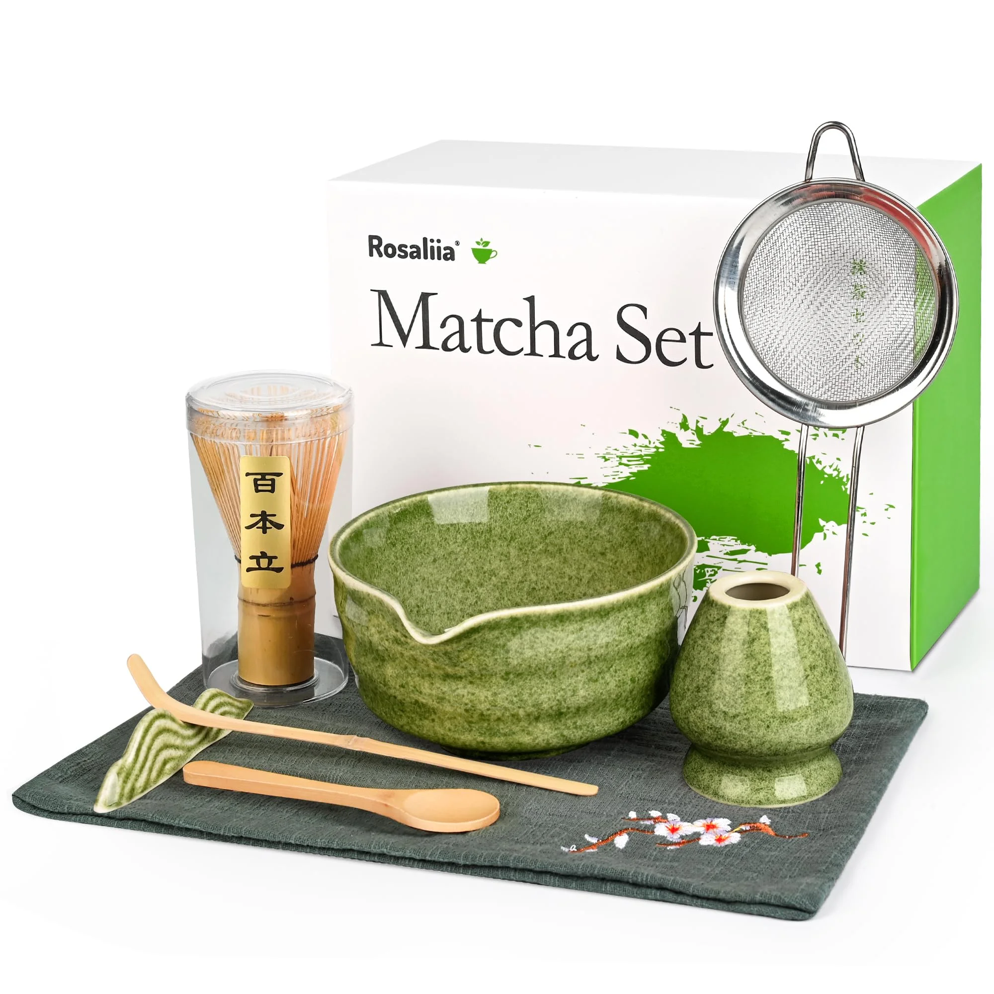 Matcha-Schneebesen-Set – Japanisches Matcha-Tee-Set für den Haushalt für Teeliebhaber (Matcha Grün)
