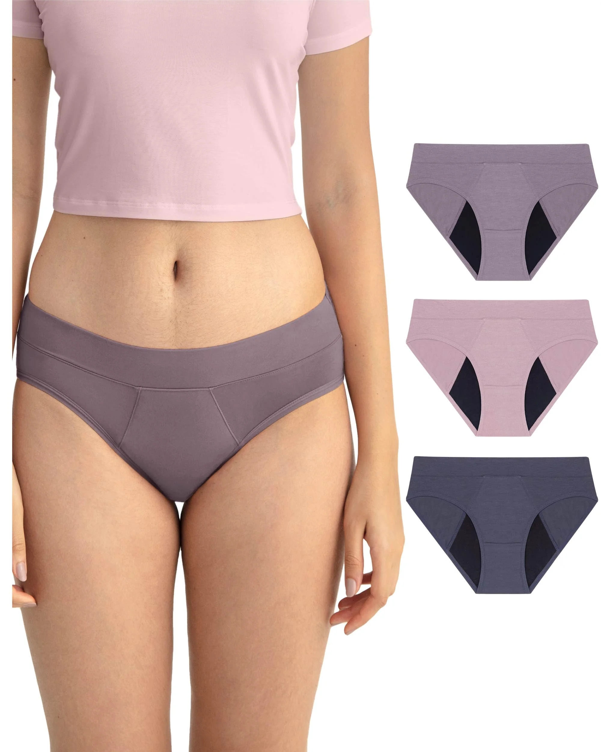 Neione Periodenunterschwäsche Mittlere Blutung Damen Hipster Unterwäsche für Menstruation Postpartum 3er Pack