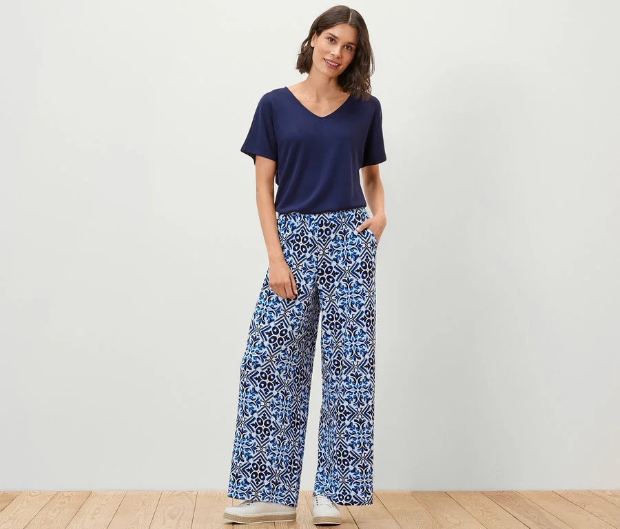 Bedruckte Palazzohose, blau