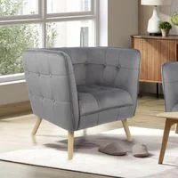 moderner Sessel mit Armlehne aus Samtbezug HWP69-GRA grau