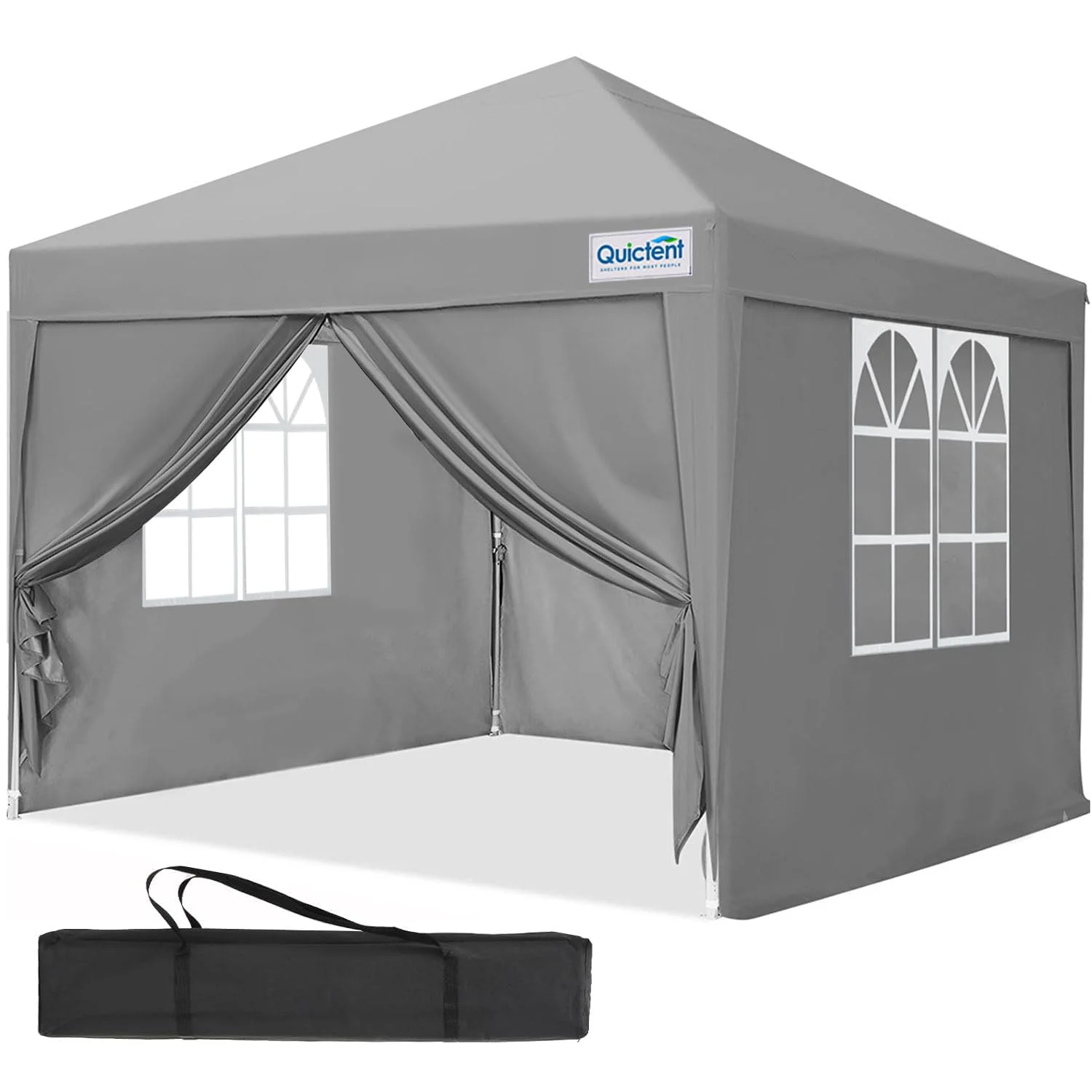 Quictent Pavillon 2x2m Faltpavillon mit 4 Seitenteilen, Wasserdicht Gartenpavillon,Partyzelt Gartenzelt für Fest und Flohmarkt Grau