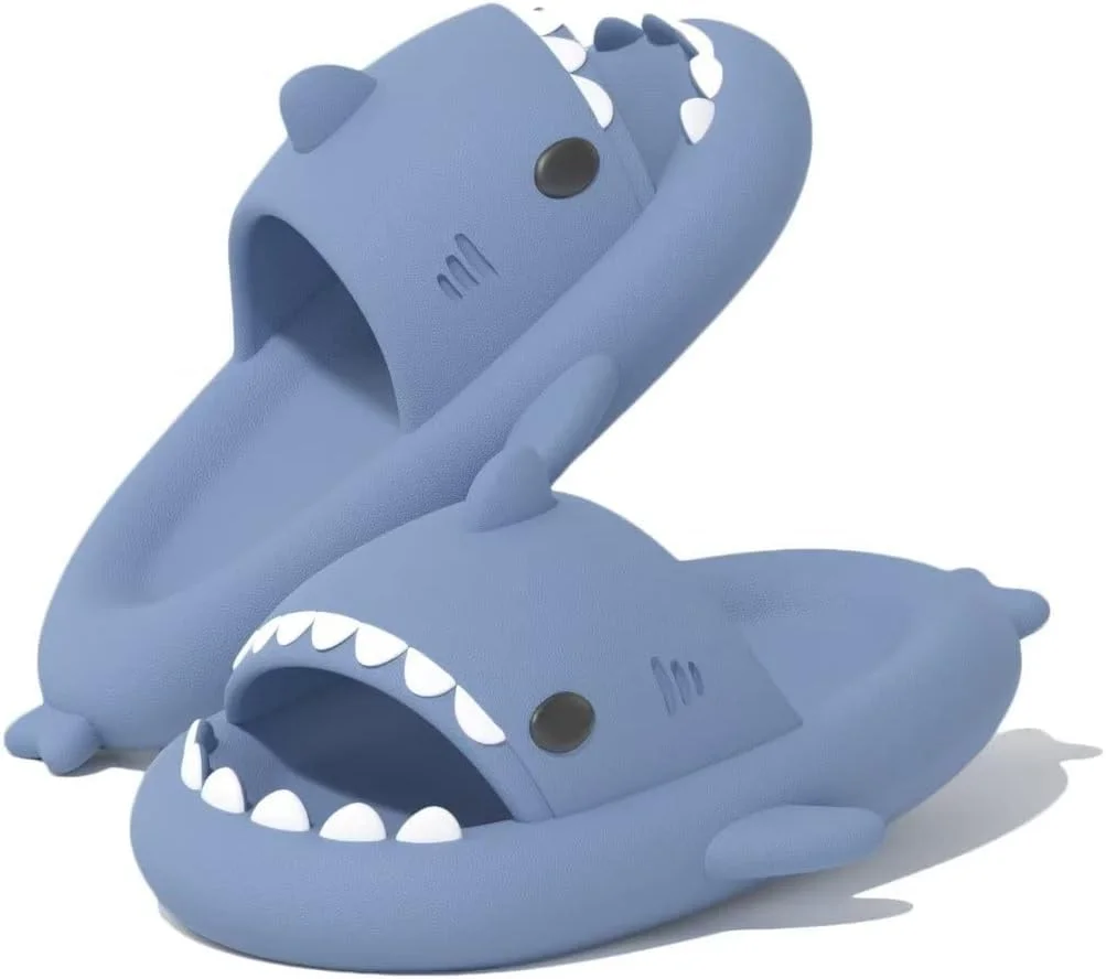 Mnking Shark Slippers Schlappen Damen Herren Hai Hausschuhe Süß Cloud Haifisch Slides Sommer Rutschfest Badeschuhe