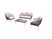 4tlg Outdoor Loungemöbel-Set Rope mit Polsterauflagen