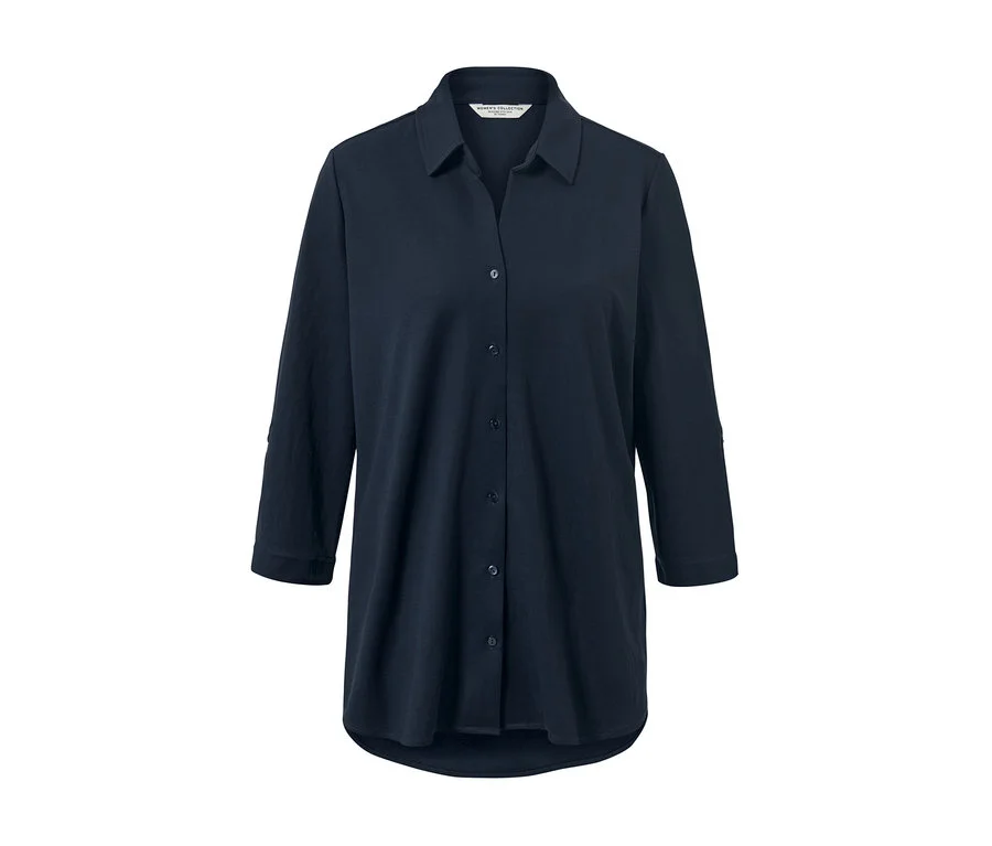 Piqué-Jerseybluse, dunkelblau
