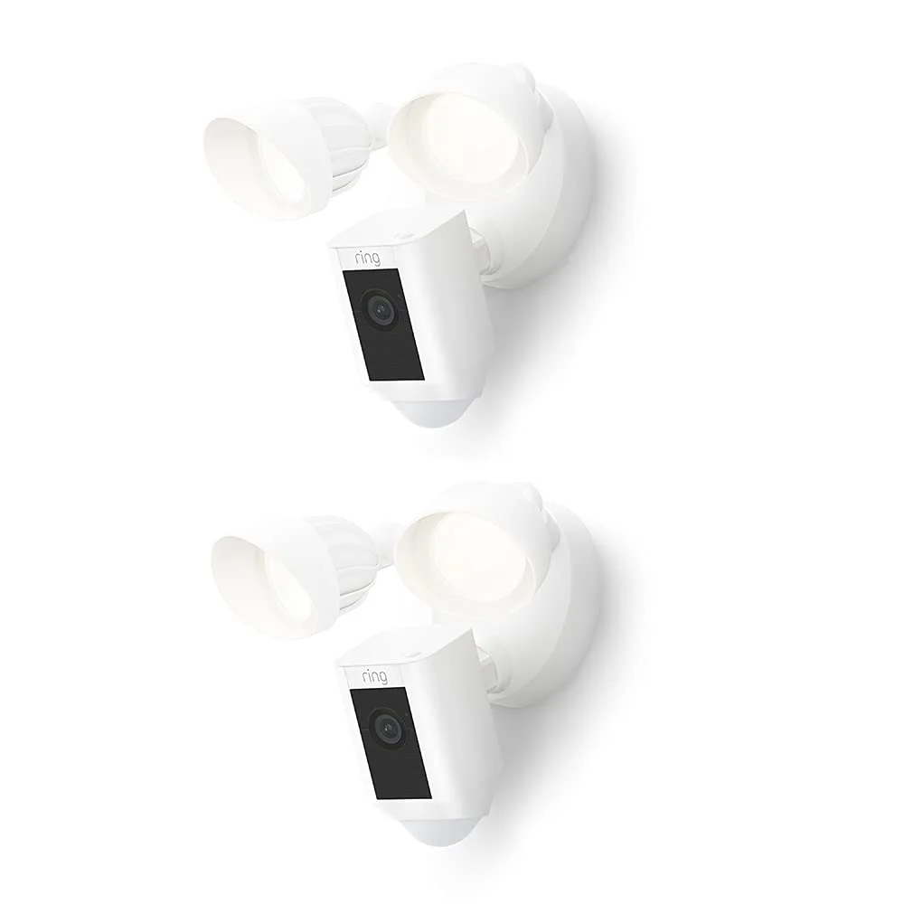 Ring Flutlichtkamera Plus Kabel (Floodlight Cam Wired Plus) | Überwachungskamera aussen mit WLAN, HD-Video, LED-Flutlicht, Nachtsicht, Bewegungserfassung & Sirene, funktioniert mit Alexa | 2 Kameras