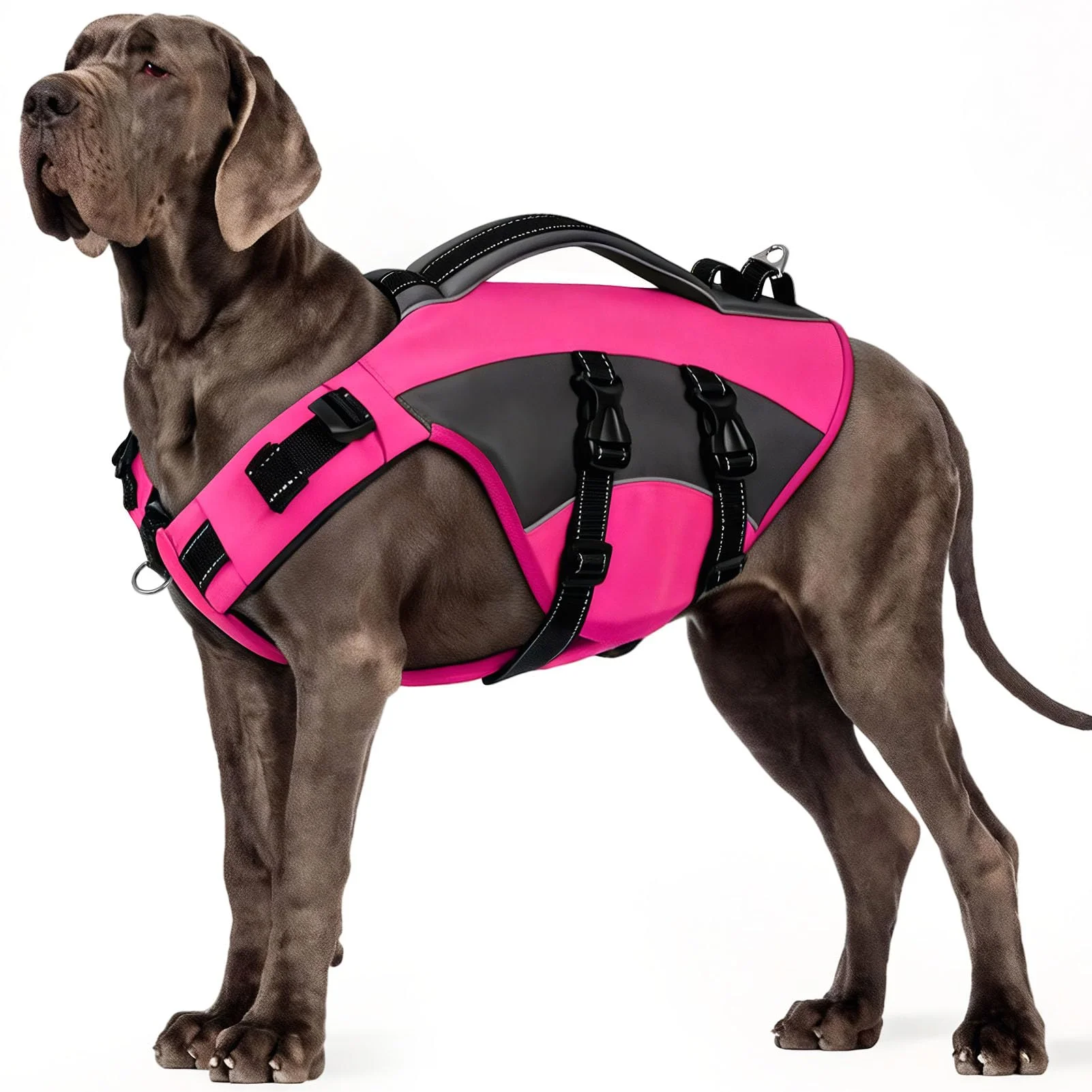 CITÉTOILE Hunde Schwimmweste mit Griff und Reflektierend, Einstellbare Rettungsweste für Kleine Mittel Große Hunde, Langlebigem für Wassersport Schwimmen und Bootfahren, Rosa, XL