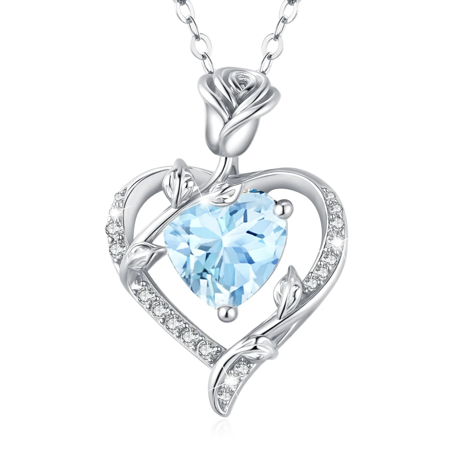 MISUMOR Halskette Damen Silber 925 Echt/Messing mit Rosen Herz Kette Gold Schmuck Damen Geschenke für Frauen Freundin Mutter zum Geburtstag Muttertagsgeschenk Hochzeitstag