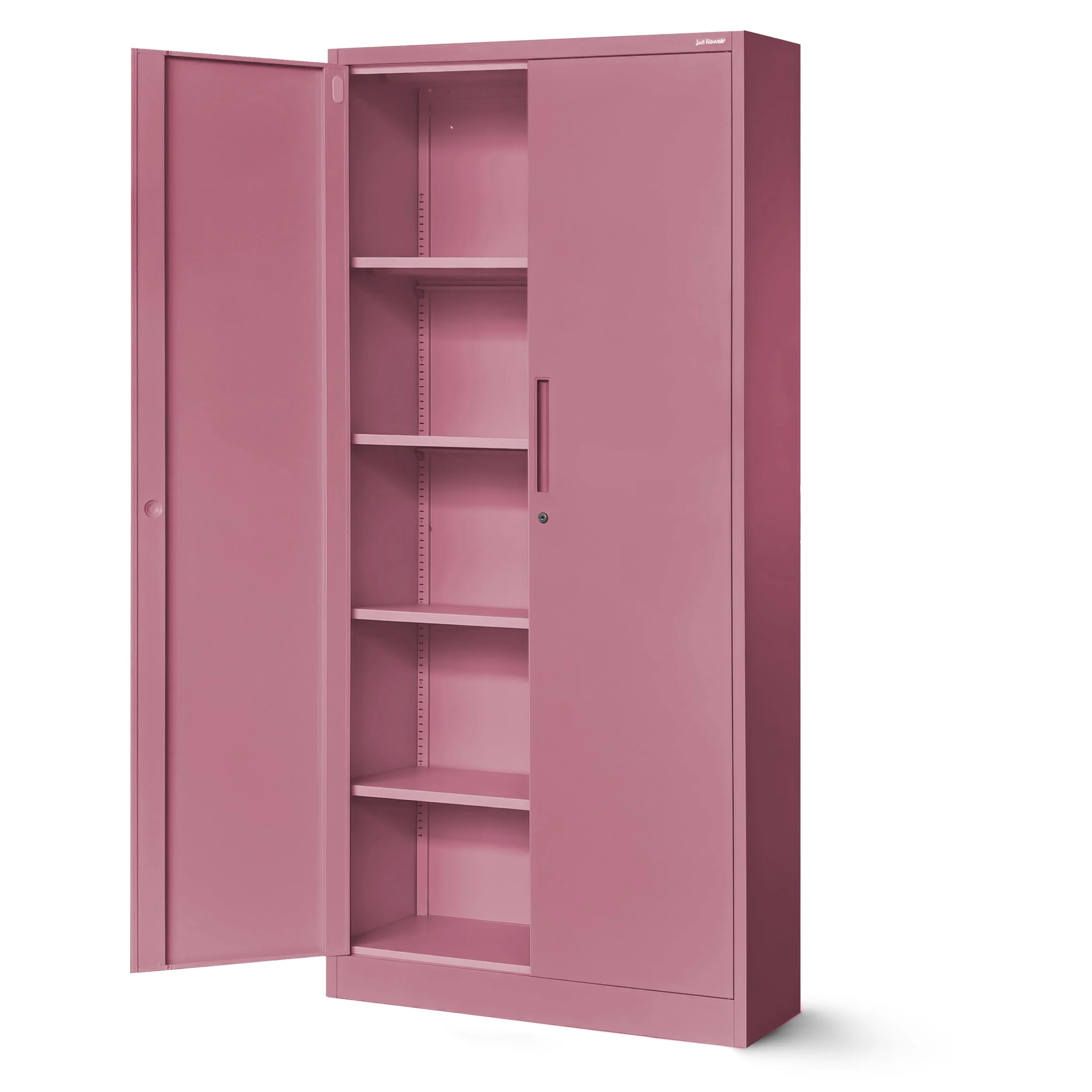 Jan Nowak Aktenschrank C001H Büroschrank Metallschrank Aufbewahrungsschrank 4 verstellbare Fachböden Pulverbeschichtet Abschließbar 195 cm x 90 cm x 40 cm (Rosa)