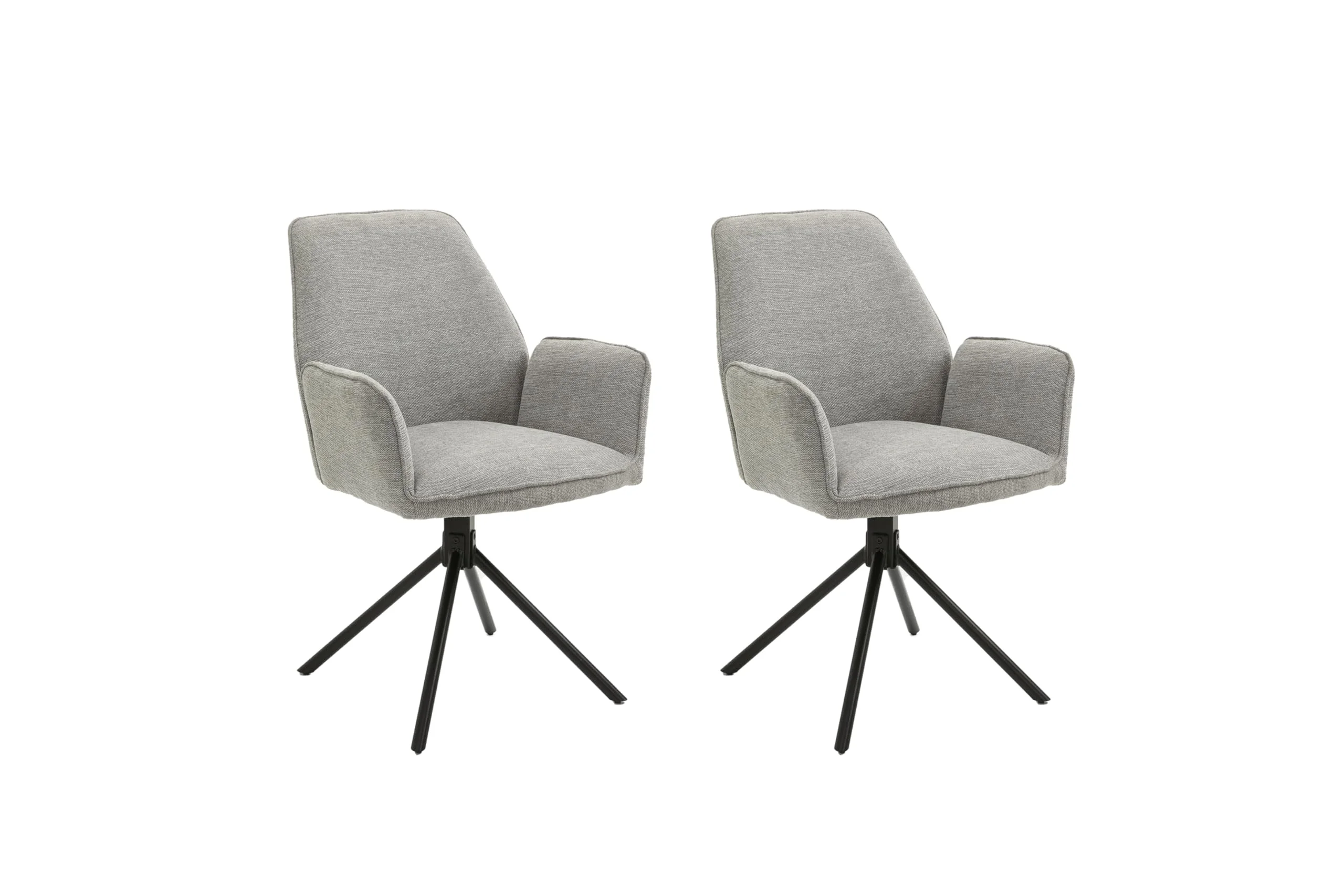 byLIVING Esszimmerstuhl Blair / 2er Set/Webstoff grau/Gestell Metall schwarz/Sitzschale 360° drehbar/Küchenstuhl/Wohnzimmerstuhl/B 57, H 89, T 61 cm