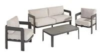12 tlg. Gartenlounge mit Tisch 2 Sessel & 3-Sitzer Bank aus Aluminium RIAD M - Anthrazit
