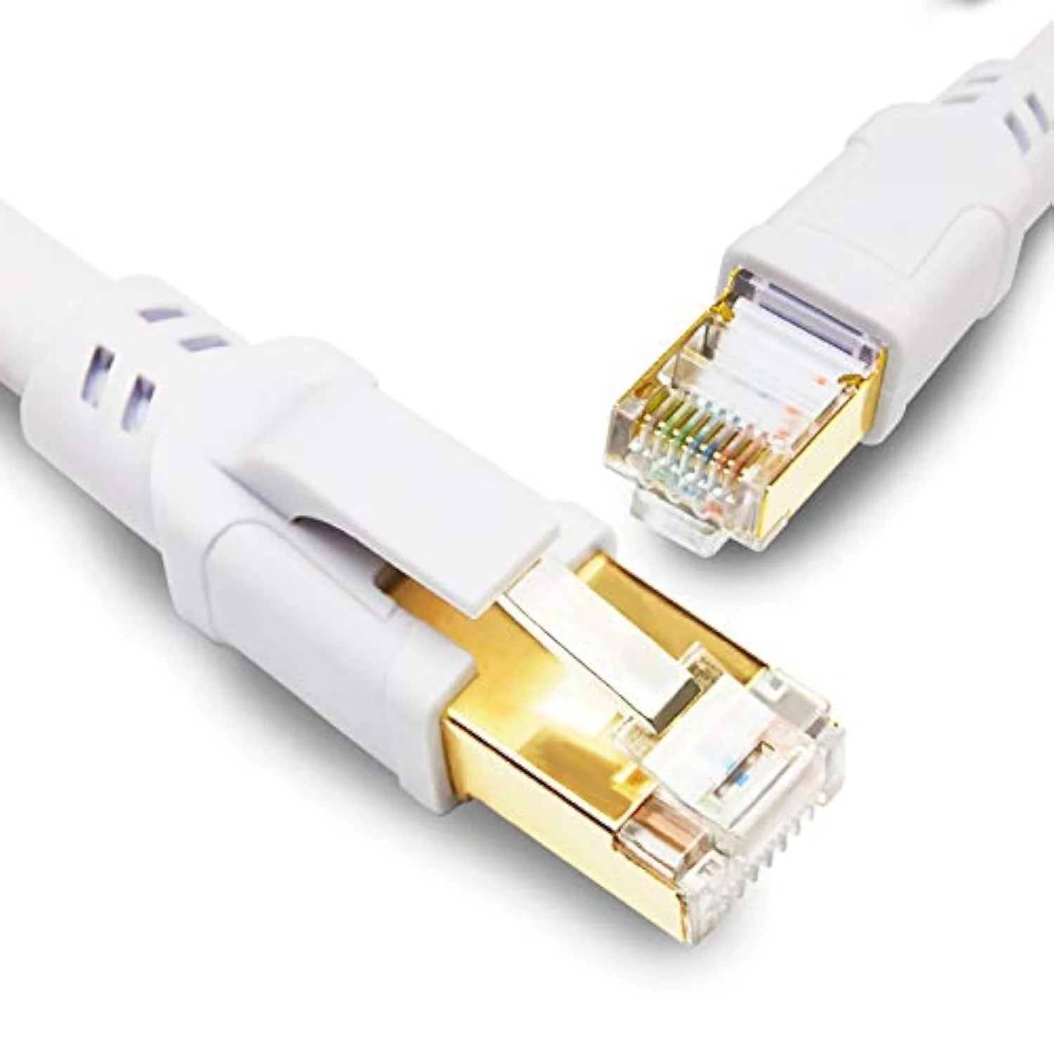 Yauhody Cat 8 Lan Kabel 3m, 2-Stück Ethernet Kabel 40Gbps 2000MHz F/FTP Netzwerkkabel Gigabit Internet Kabel RJ45 Patchkabel für Router, Modem, TV, PC, Switch, PS5, Xbox (Weiß 3m 2stück)