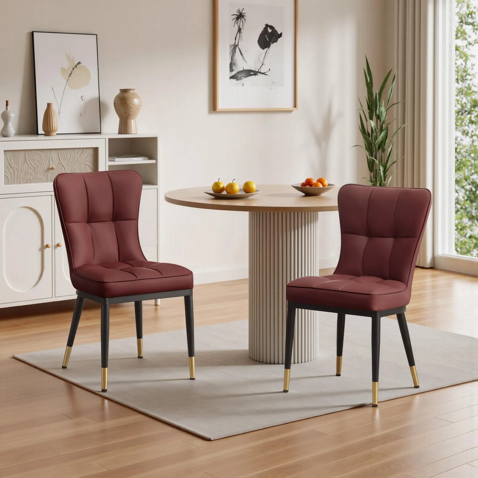 Bekrvio 200KG Belastbar Esszimmerstühle 2Er Set, （8cm dick） Kunstleder Stühle Esszimmer, Einteiliger Metallbeinen Küchenstühle Mit Lehne, Leichter Luxus-Polsterstuhl Fü Küche Esszimmer Wohnzimmer