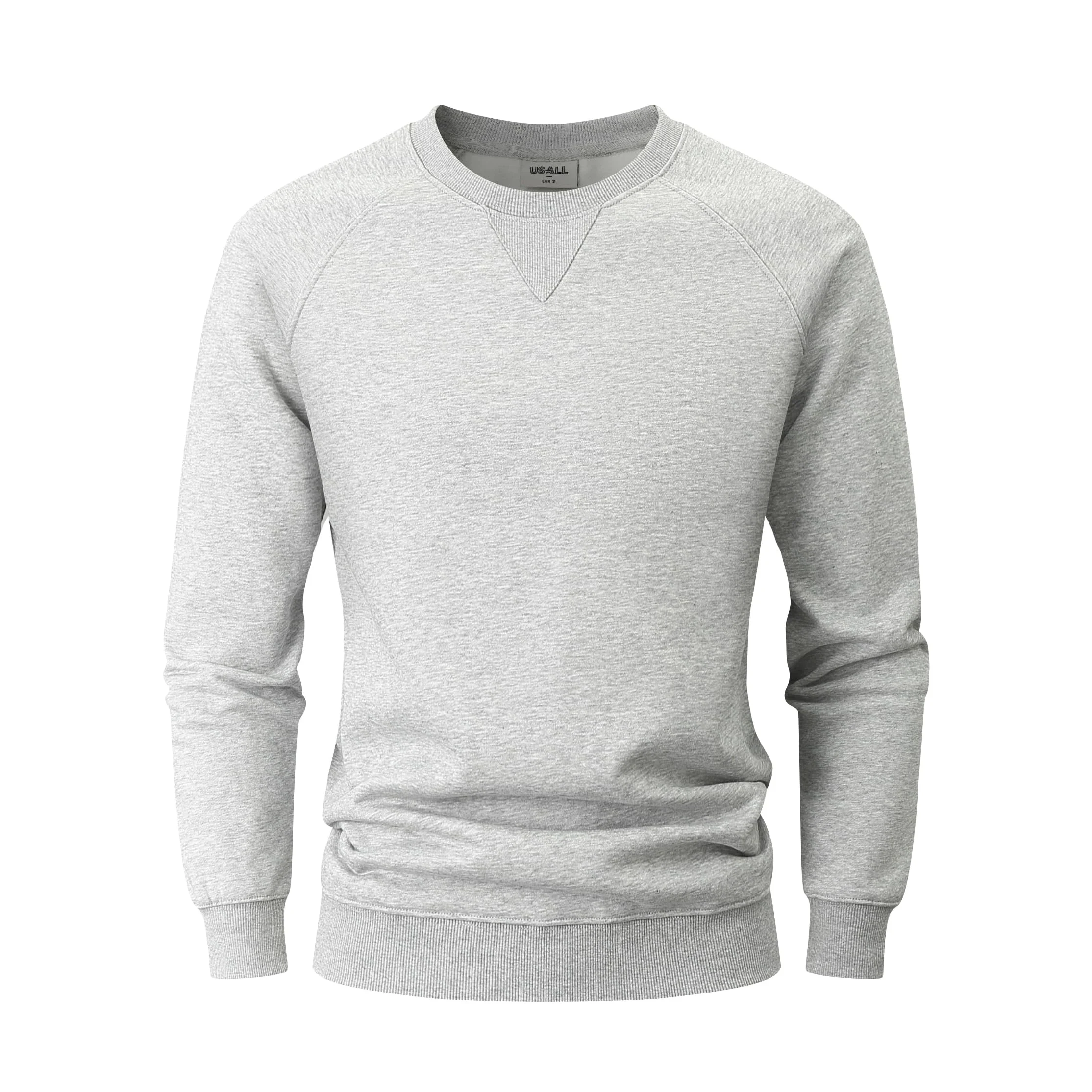 USALL Sweatshirts für Herren Baumwolle Schwergewicht Pullovers Männer Langarm Casual Sweatshirt
