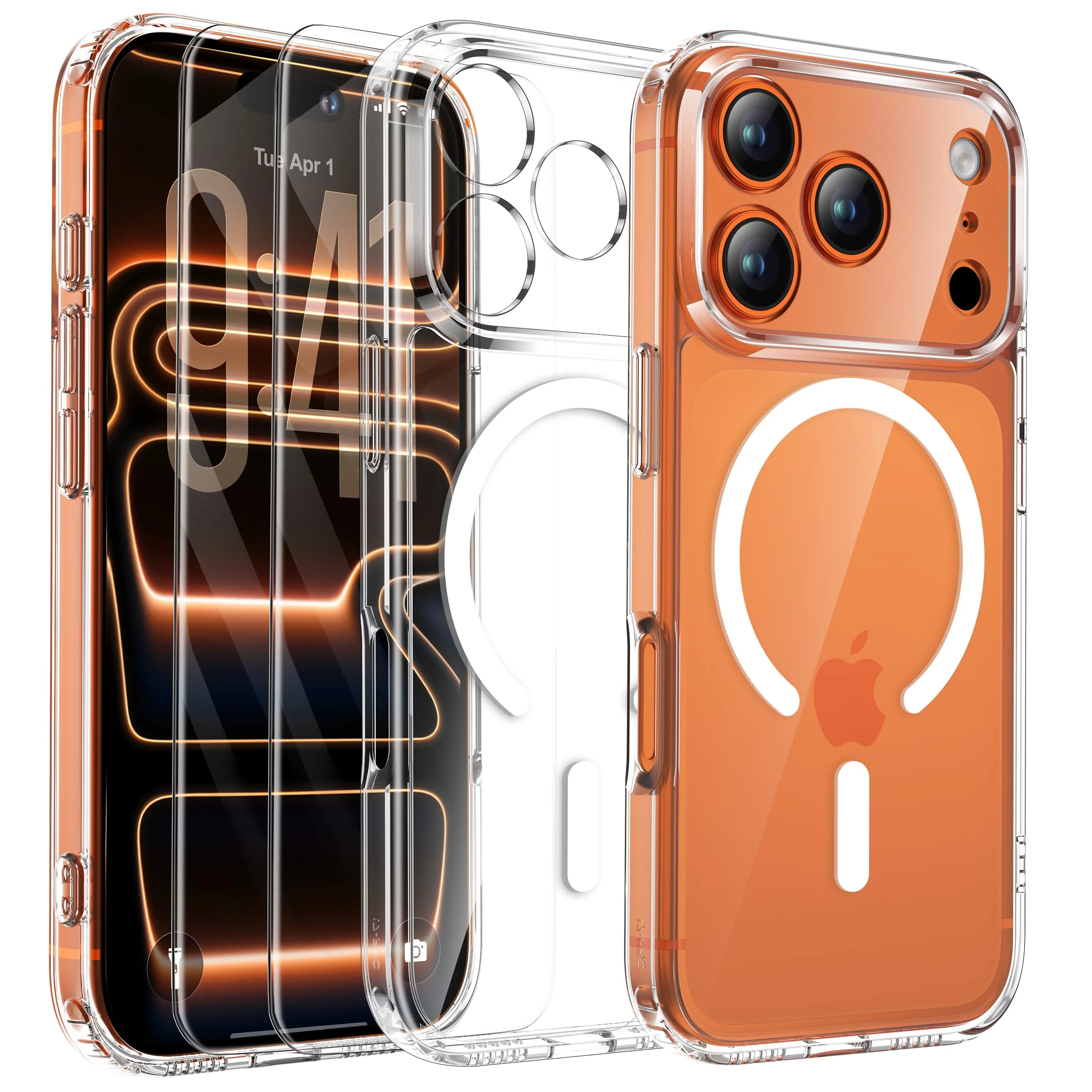 ORETECH Magnetisch Hülle für iPhone 17 Pro Max mit 2 Schutzfolie, Vollständiger Kameraschutz, Stoßfest Transparent Rückseite Handyhülle für iPhone 17 Pro Max Hülle für Mag-Safe 6,9", Durchsichtig