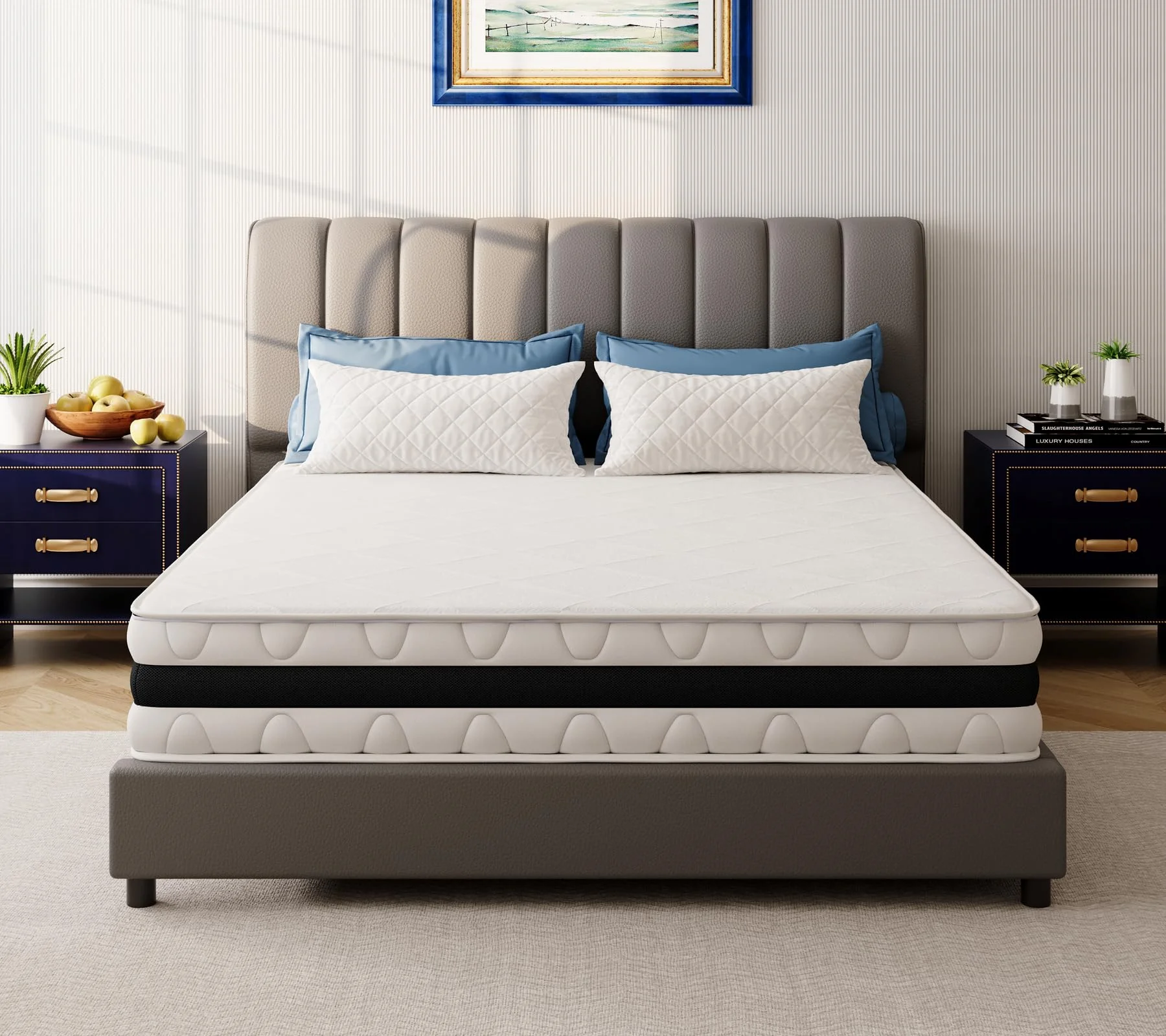 EGO Home Taschenfederkernmatratze 140x200 cm | H3 Matratze 140x200cm Höhe 23 cm | Ergonomische 7 Zonen Federkernmatratze 140x200 cm mit Komfortschaum und Microfaser-Bezug | Öko-TEX Zertifiziert