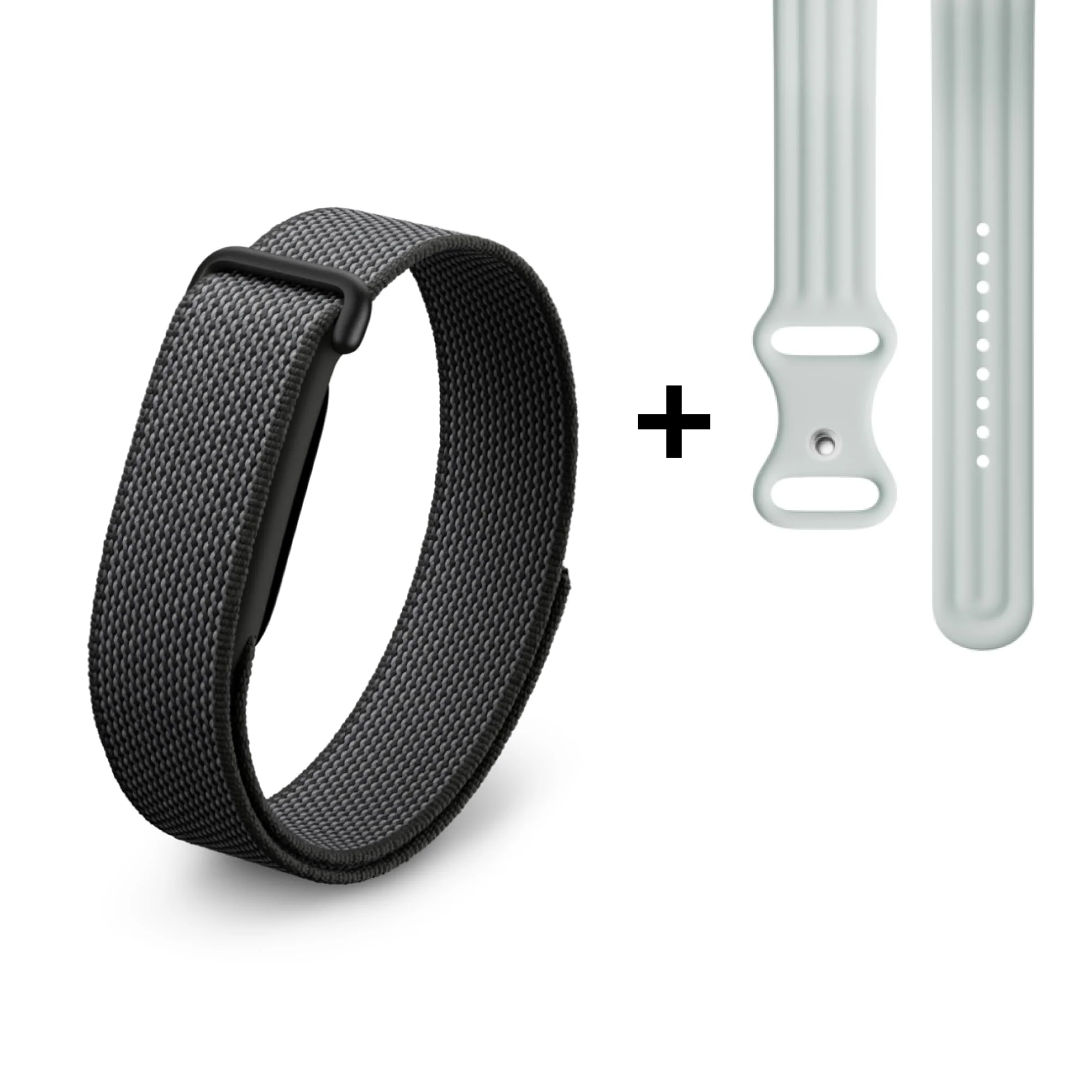 Google Fitbit Air – Aktivitätstracker ohne Display mit Fitness-Tracking, Herzfrequenzmessung – mit iOS und Android kompatibel – Obsidian + Sportarmband für das Fitbit Air – Fog, S
