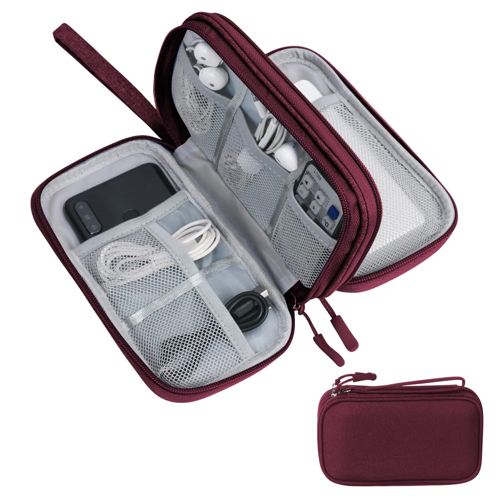 Skycase Kabeltasche,Doppelte Kabel Tasche Elektronikzubehör Tragbare Kabelorganizer Tasche,Travel Essentials Tech Pouch Bag für Elektronische Accessoires Powerbank Kabeltaschen