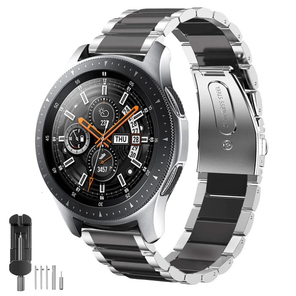 SUNDAREE Kompatibel mit Armband Galaxy Watch 46MM SM-R800/Watch 3 45MM/S3 Frontier Classic/Garmin Venu 3/Huawei GT3 46MM/TicWatch Pro 3,22MM Metall Bicolor Metallarmband Edelstahl Uhrenarmband