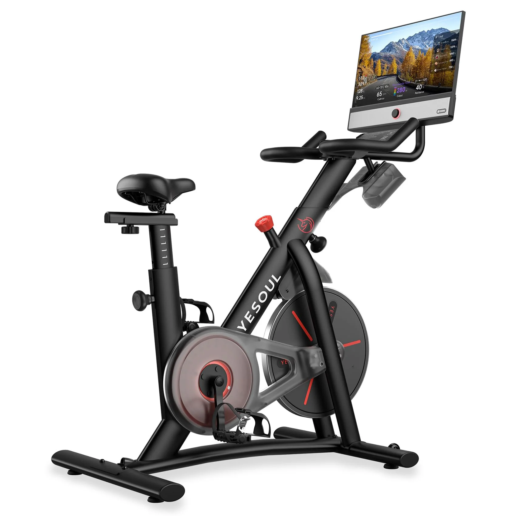 YESOUL G1M Plus Heimtrainer Ergometer, Leises Indoor Fitnessbike für Kardio Training mit 21,5" FHD-Bildschirm, Magnetischem Widerstand, 360°-Sound & Unbegrenztem Streaming