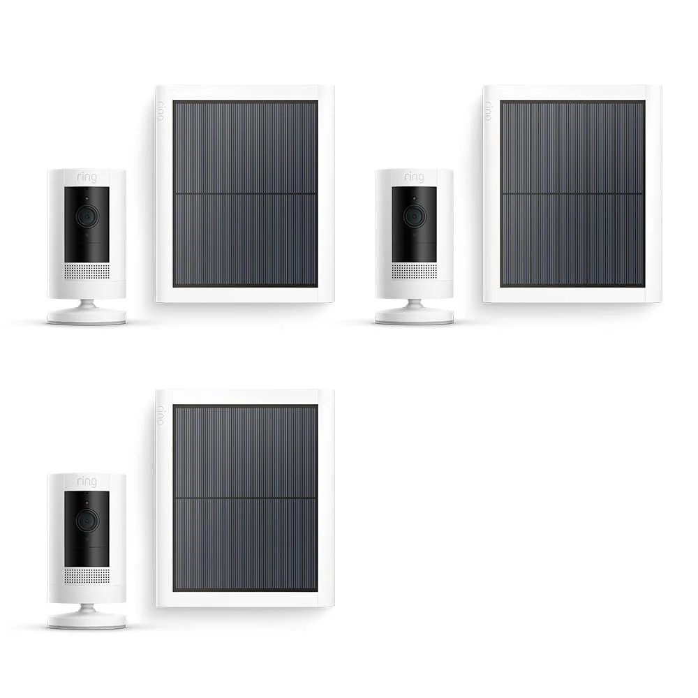 Ring Außenkamera Solar (Stick Up Cam) | Überwachungskamera aussen mit Solarpanel, 1080p-HD-Video, WLAN, witterungsbeständig, geeignet für Haus & Grundstück | 3 Kameras
