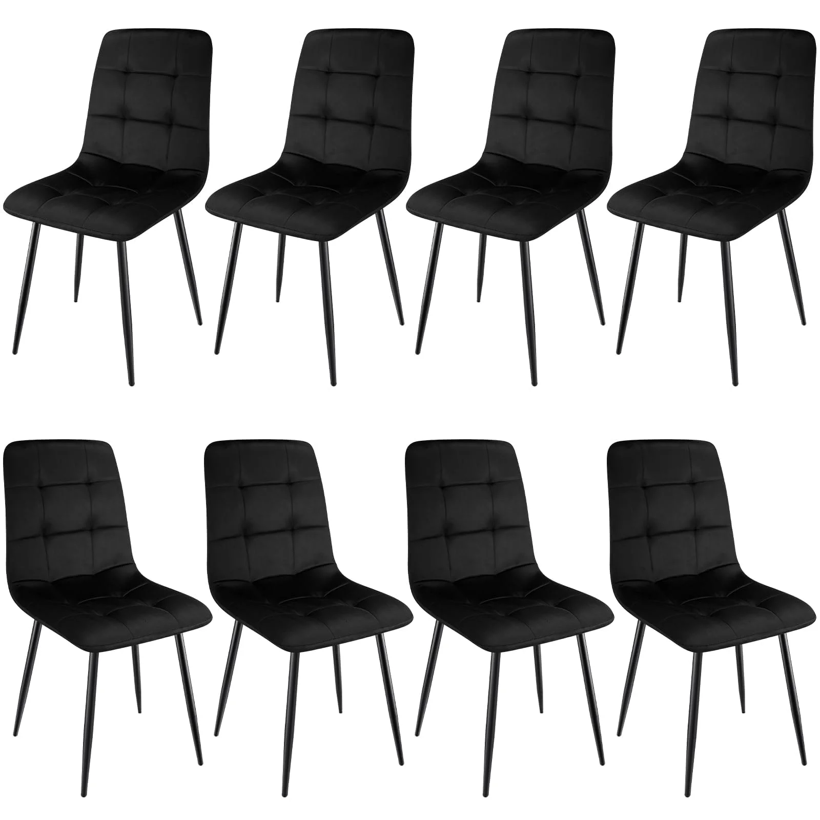 ANVOFONG Esszimmerstuhl 8er Set, Verdickte Holländischen Samt Kissen Esszimmerstuhl Geeignet für Esszimmer Küche Essen, Studie Lesen, Wohnzimmer Freizeit, Schwarz.