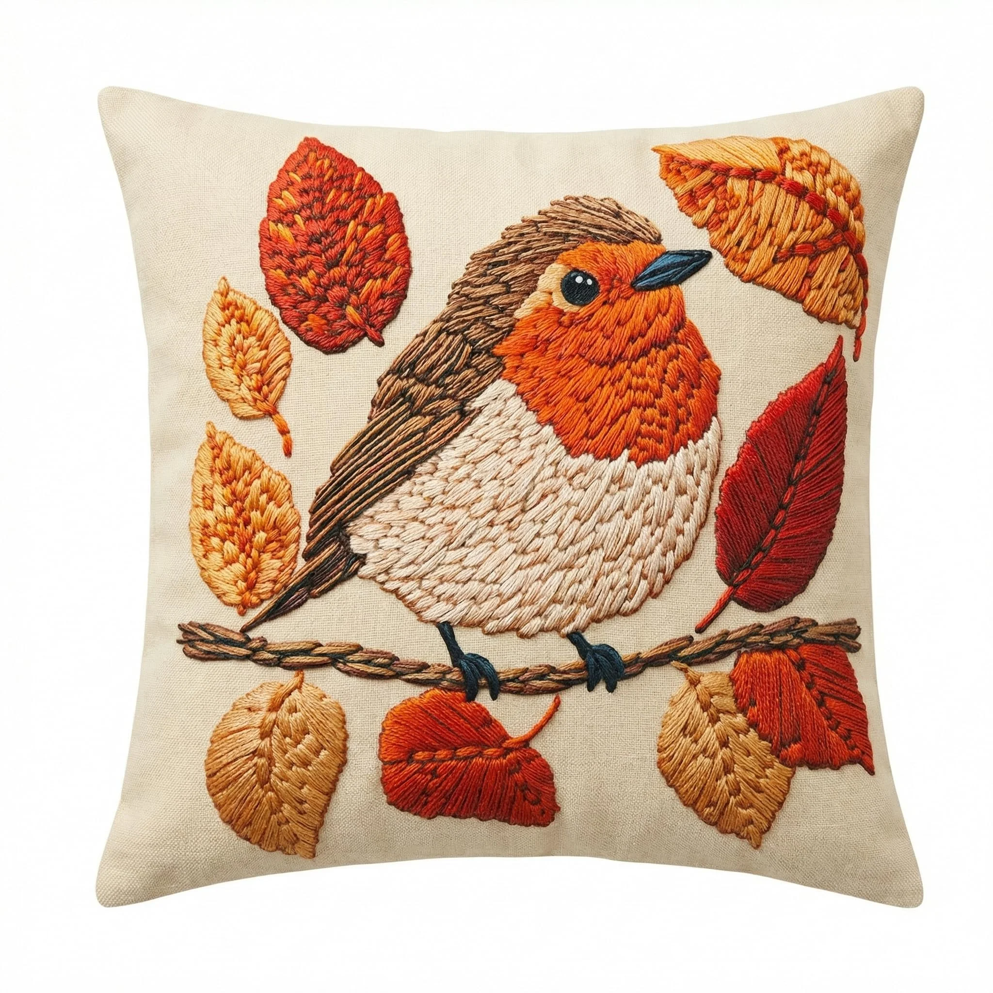 PVOODIRE Kissenbezug 40x40 Musselin Vogel–Natürliche Deko für Wohnzimmer und Schlafzimmer