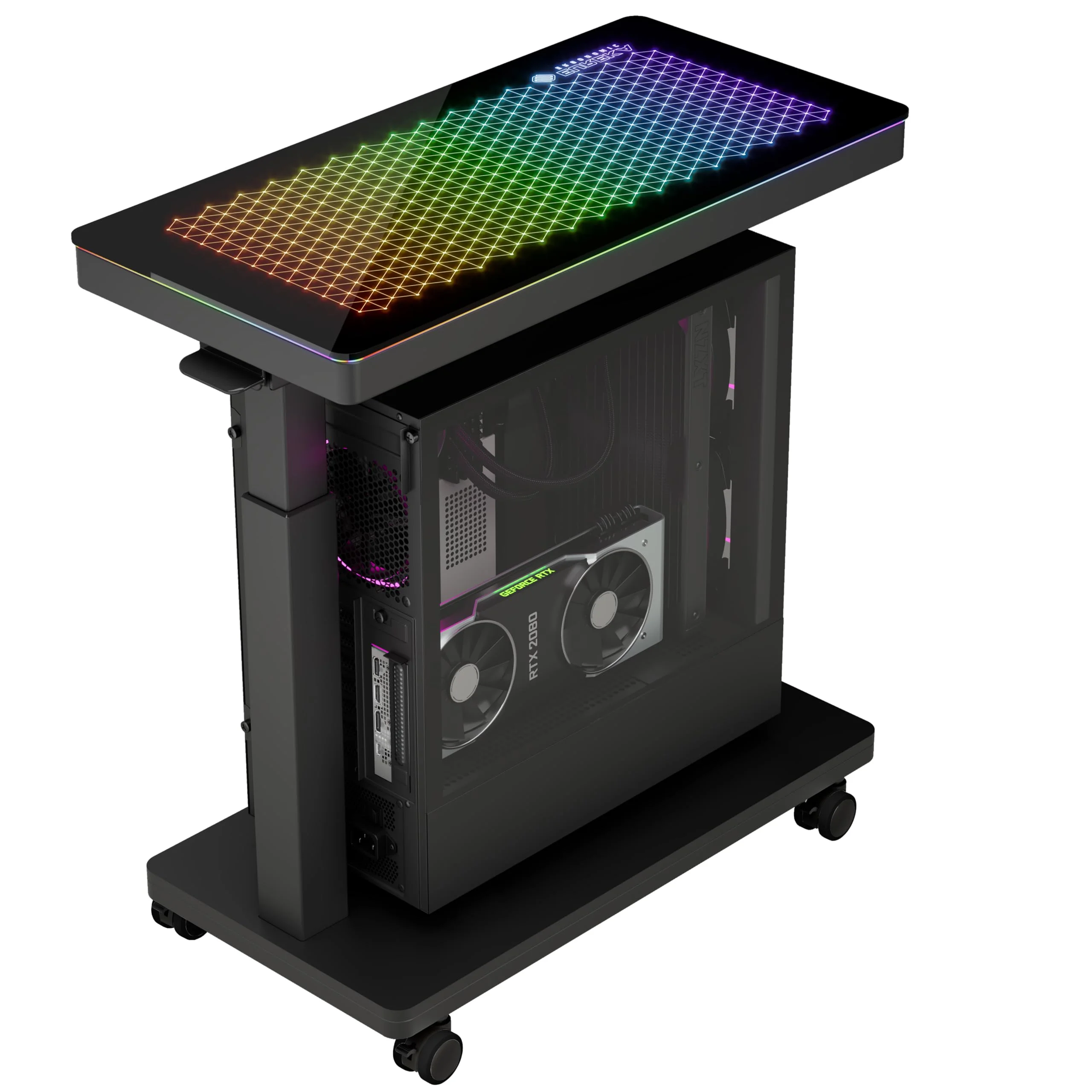 EUREKA ERGONOMIC Höhenverstellbarer Computer Tower Ständer, ATX-Gehäuse CPU Halter PC Ständer, unter Schreibtisch Drucker Cart mit Rollen und Maus Pad (LED)