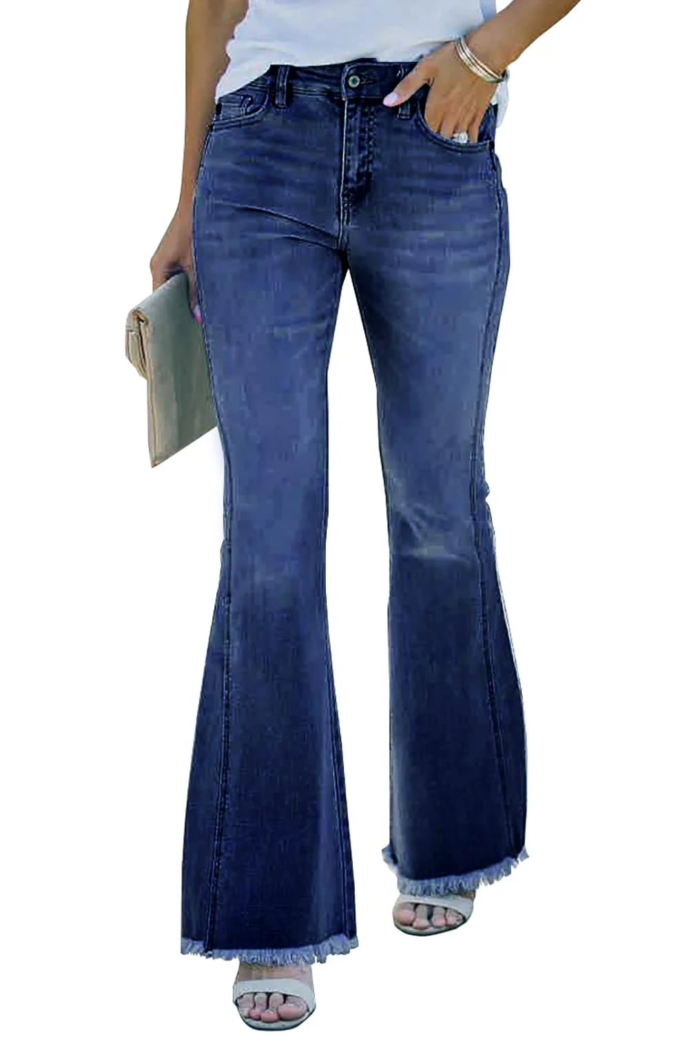 Necooer Distressed Jeans Für Damen Bell Bottom Jeans Für Damen Stretch Skinny Denim Jeans Mit Hoher Taille