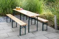 3tlg. Bierzelt-Garnitur klappbar aus Tannenholz, ca. 217 cm