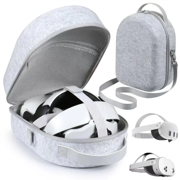 SMICEM Große Tragetasche für Meta Quest 3/3S Ultrahohe Kapazitat kompatibel mit VR-Headset, Controller-Griffe, Akku-Elite-Gurt und Zubehör, stoßfestes Gehäuse für sicheren Transport