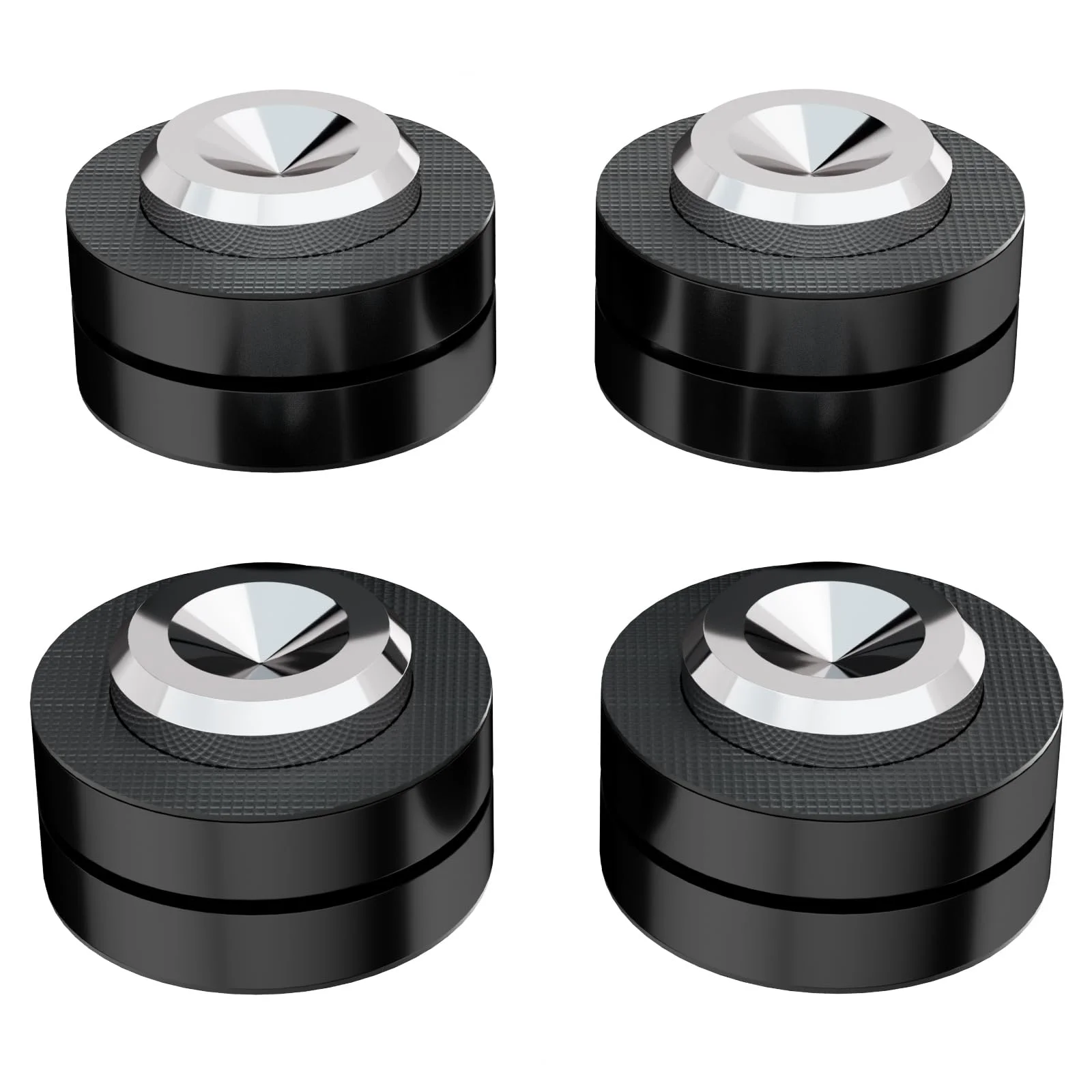 Monosaudio 4 St HiFi Lautsprecherständer Füße HiFi Spikes Pad Gerätefüße Aluminium Stoßdämpfer Isolationsfüße Absorber Füße HiFi Untersetzer für Verstärker Plattenspieler Subwoofer (Schwarz, SP2939)