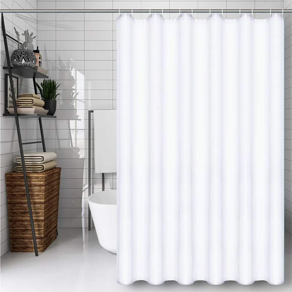 CXTAI Duschvorhang 180 x 200 cm - Weiß, Shower Curtains mit 12 Duschringen, Schimmelresistent und Wasserabweisend, Polyester Waschbar