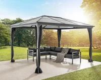 Gartenpavillon aus pulverbeschichtetem Aluminium, ca. 372 x 372 x 273 cm - Anthrazit