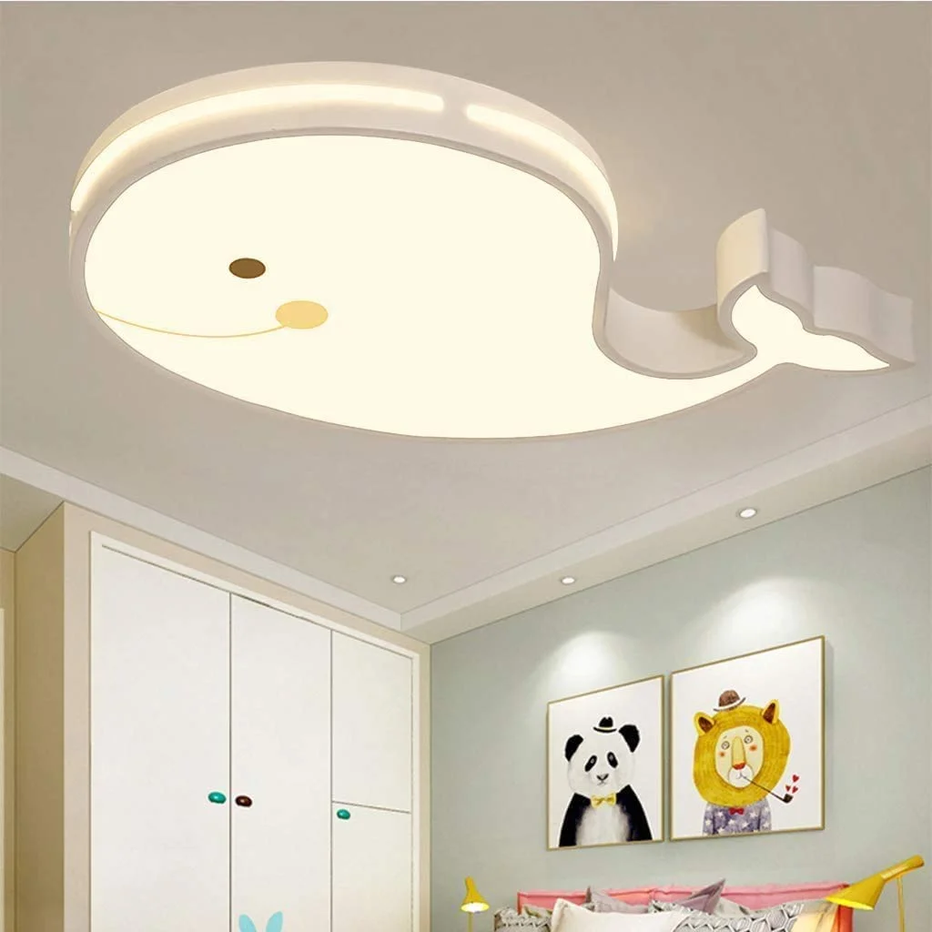 AOEH LED Deckenleuchte 60CM Raumbeleuchtung Delphinform Deckenlampe Junge Mädchen Baby Kinder Decke Licht Innenbeleuchtung Aufhängung Kinderzimmer Schlafzimmer Lampe Raumleuchten Kronleuchter,White