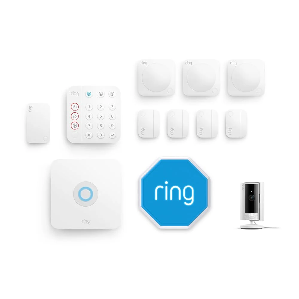 Ring Alarm - L + Innenkamera (Indoor Camera, 2. Gen.) + Sirene im Paket | Alarmanlage für Haus & Wohnung mit WLAN & Kamera | Smartphone-Benachrichtigungen | haustierfreundlich | Alexa-kompatibel